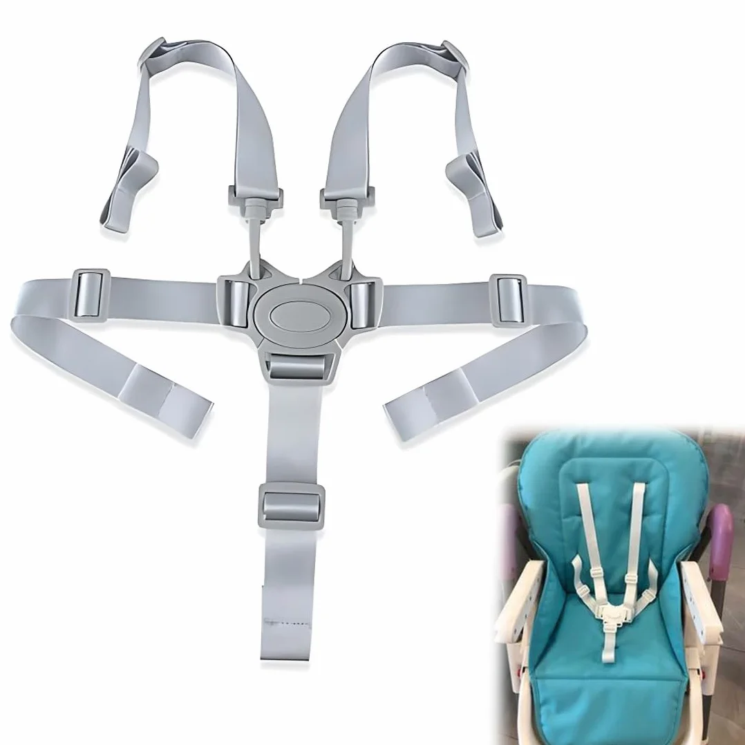 Imbracatura Bambini, Cintura Sicurezza Bambini, Cintura Sicurezza Bambini per Seggiolone 5 Punti Universale Regolabile Seggiolone Cintura Imbracatura per Passeggino Carrozzina (Fibbia Grigia)