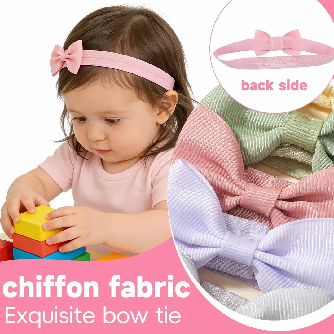 20 Pezzi Fascia Capelli Neonata, Fascia Capelli Bambina, Fascia Elastica per Capelli con Fiocchi Accessori per Capelli per Nascita Bambina Femmina