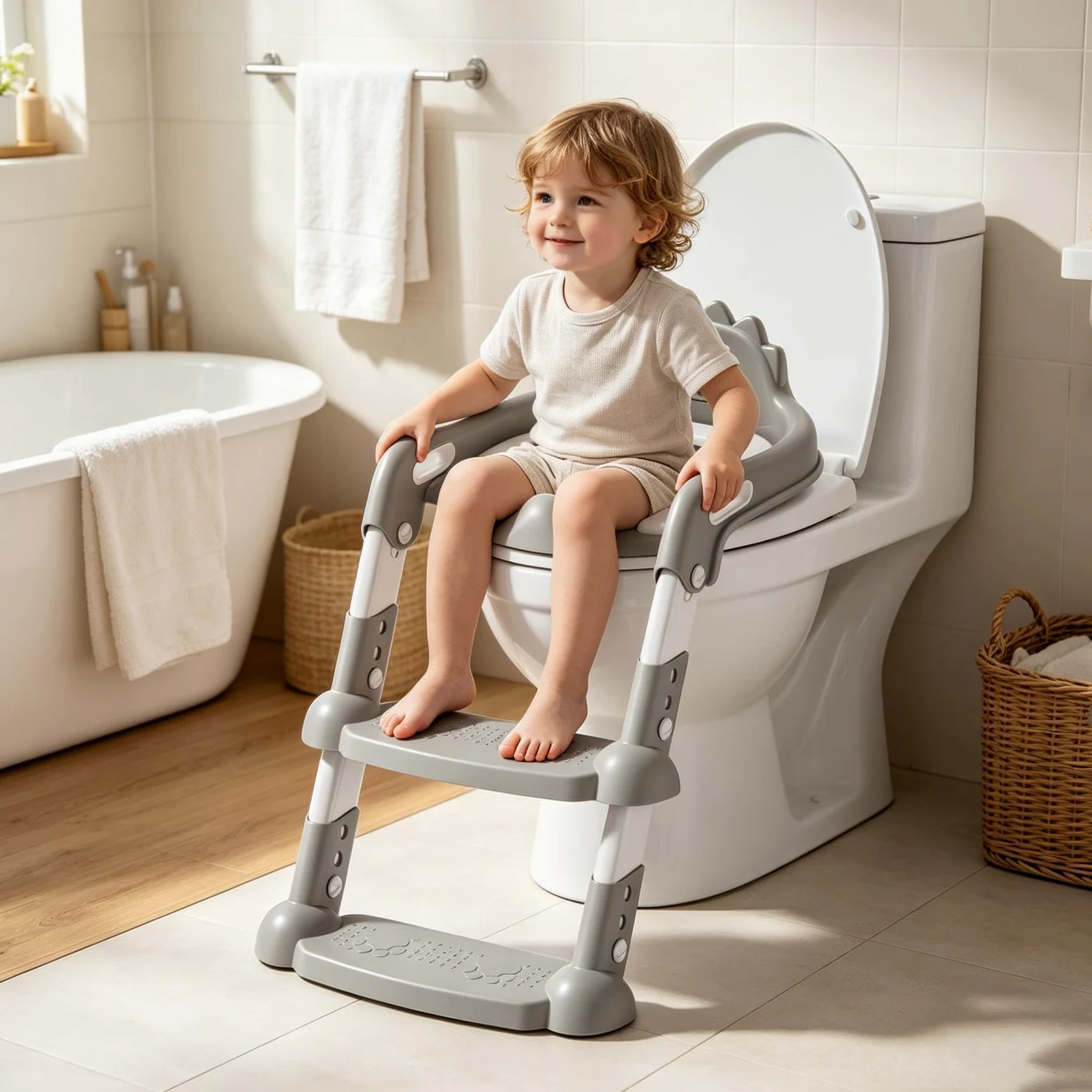 Seggiolino Per Addestramento Al Vasino Sedia con il gradino regolabile in | Seggiolino da addestramento al vasino con scaletta Per Ambiente Domestico Bagno Bagni Pubblici Sc
