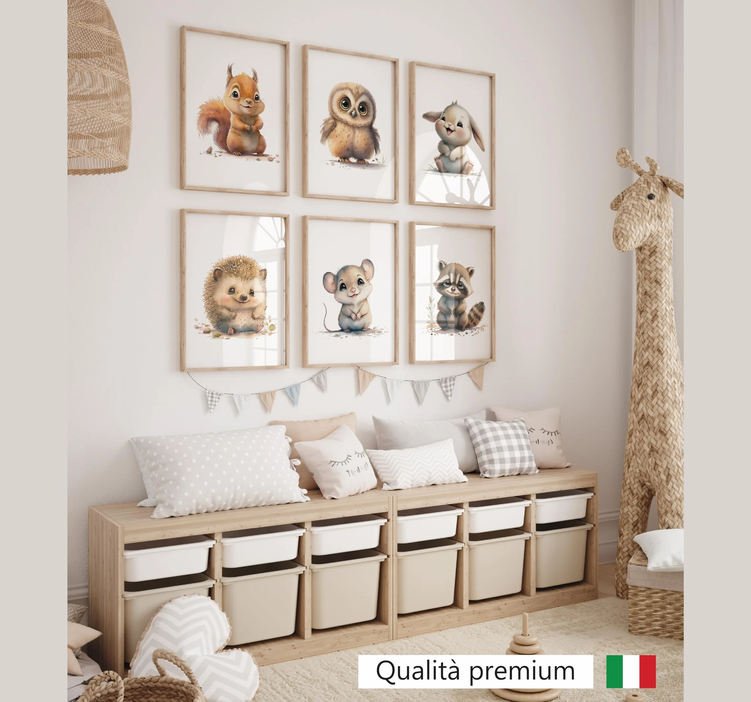 LAVEMA Felici animali della foresta - Poster per la decorazione della stanza dei bambini - per ragazzi e ragazze - decorazione per la cameretta dei bambino - 6 poster 21x30cm senza cornice