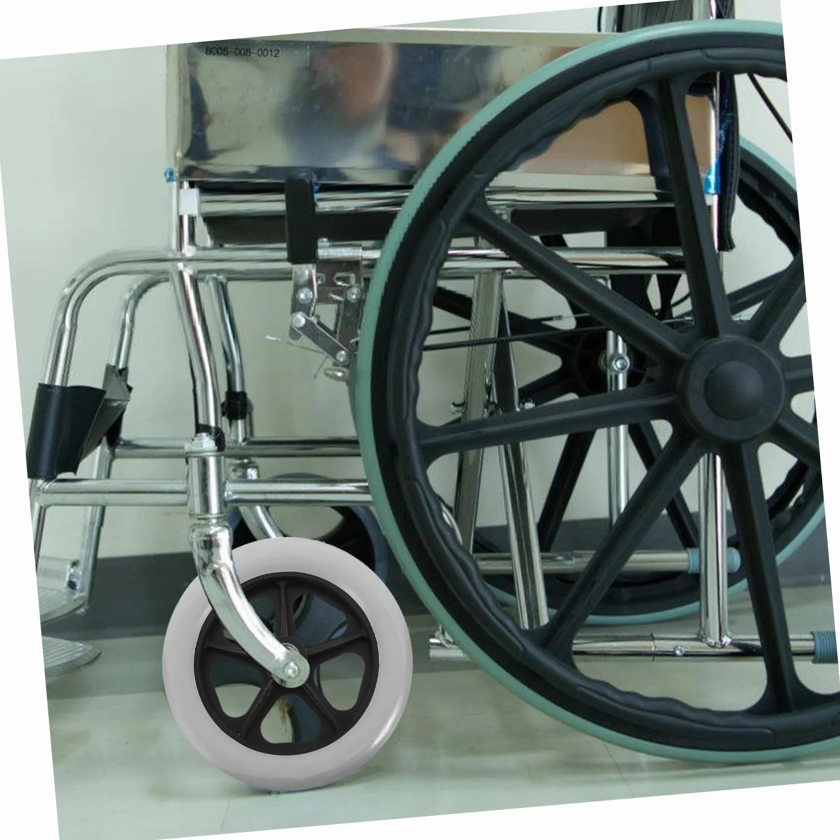 Angoily 2 Pezzi Ruote di Ricambio per Carrozzina Anteriore, Ruote in Plastico Resistenti All'usura Foro da 8mm per Carrelli e Deambulatori