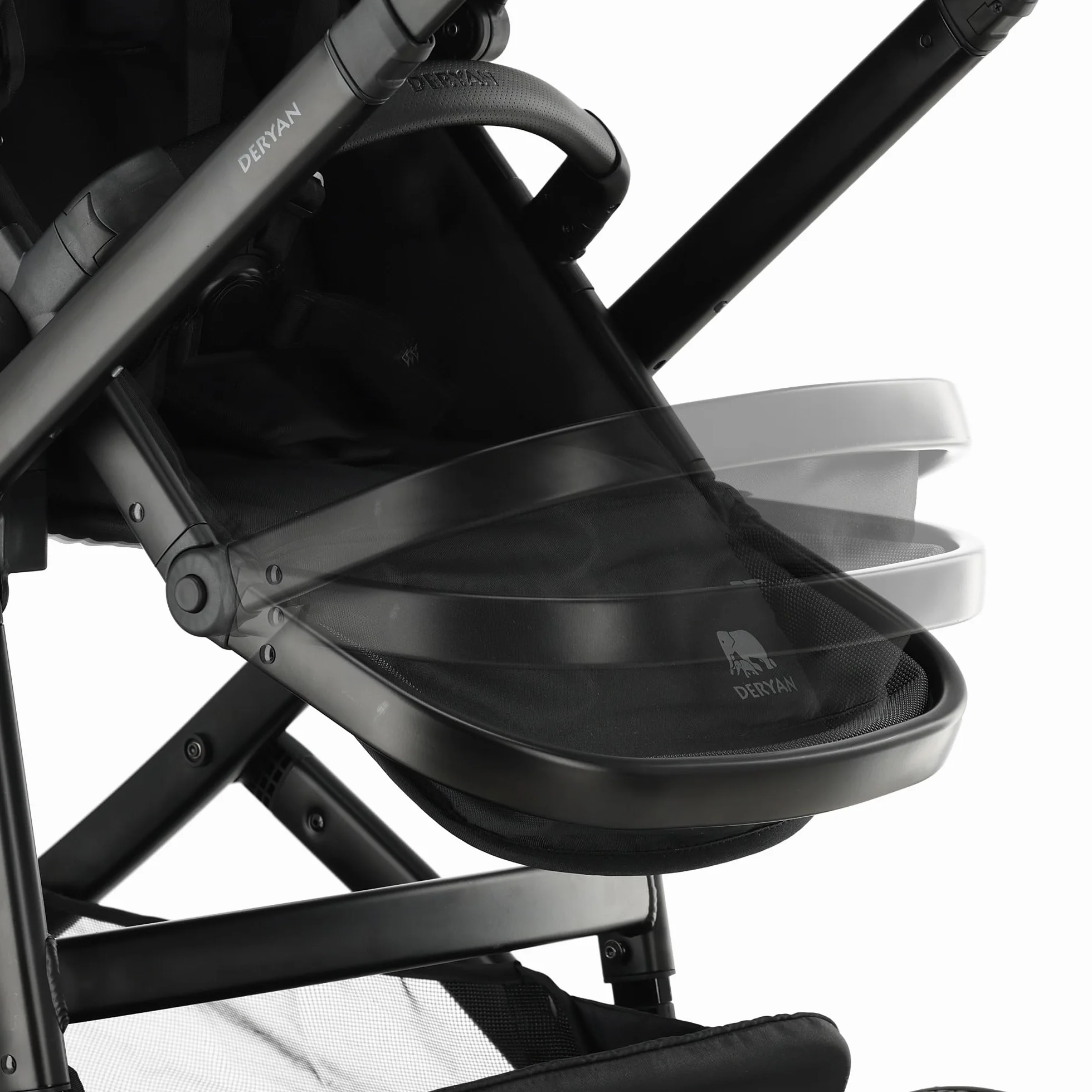 Deryan Evy V2 Passeggino per 2 bambini, Duo Tandem, 0-4 anni, doppio Duett, per neonati e bambini in età prescolare, carrozzine fino a 50 kg, passeggino, passeggino da viaggio 2 in 1, Nero con zecca