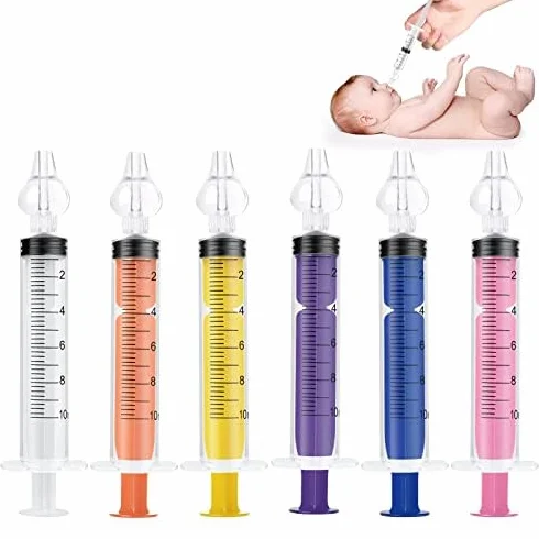 Vicloon Irrigatore Nasale, 6 Pezzi 10 ml Dispositivo di Risciacquo per Lavaggio Cavo Nasale con 6 Punta di Aspirazione in Silicone,Siringa per Lavaggi Nasali Bambini, Sicuro per il Naso, Colorato