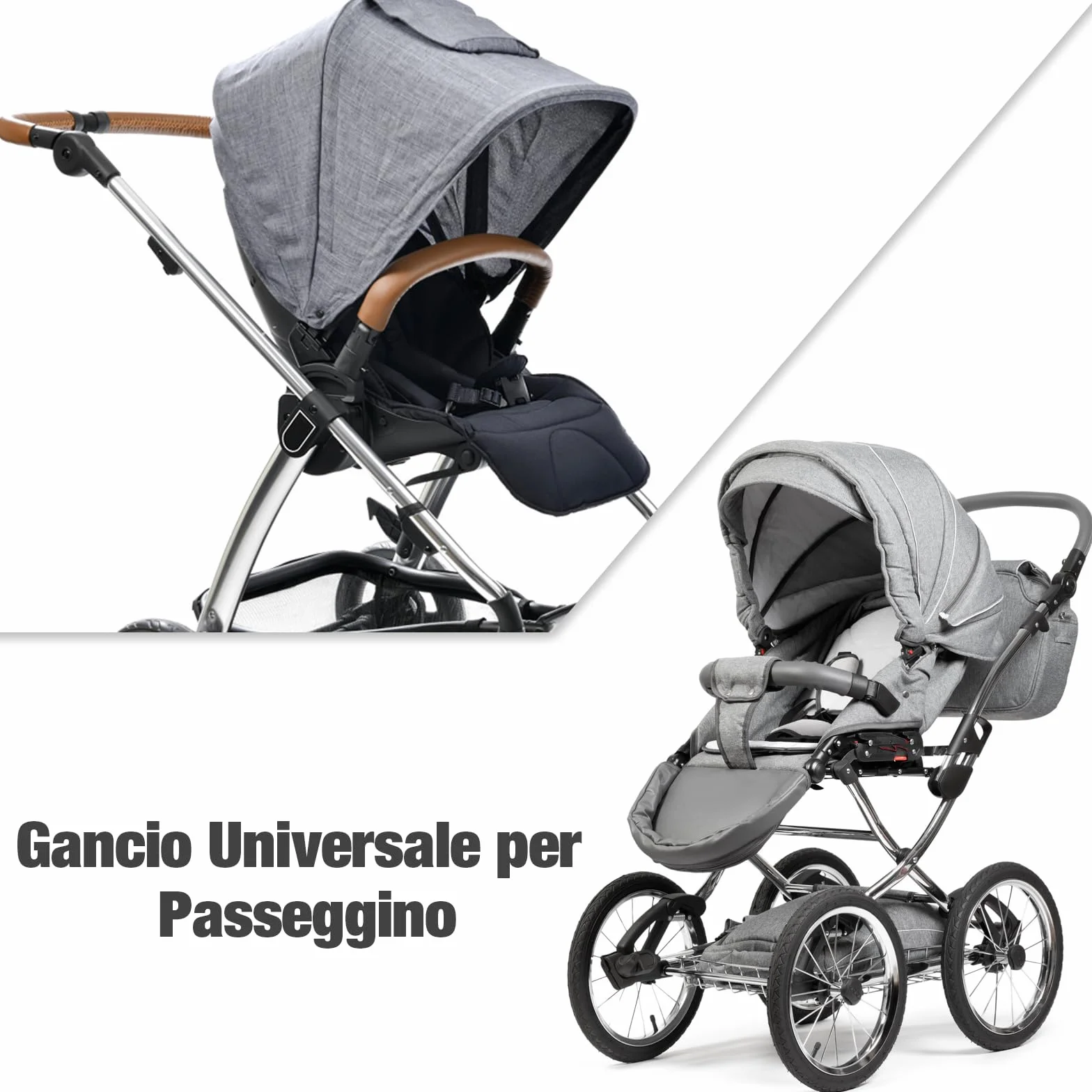 6 Pezzi Nero Ganci Passeggino Antiscivolo, Gancio Passeggino Universali Gancio Passeggino per Borsa Rotanti Ganci Borsa Passeggino di Leggero per Passeggino Amaca Borsa Passeggino