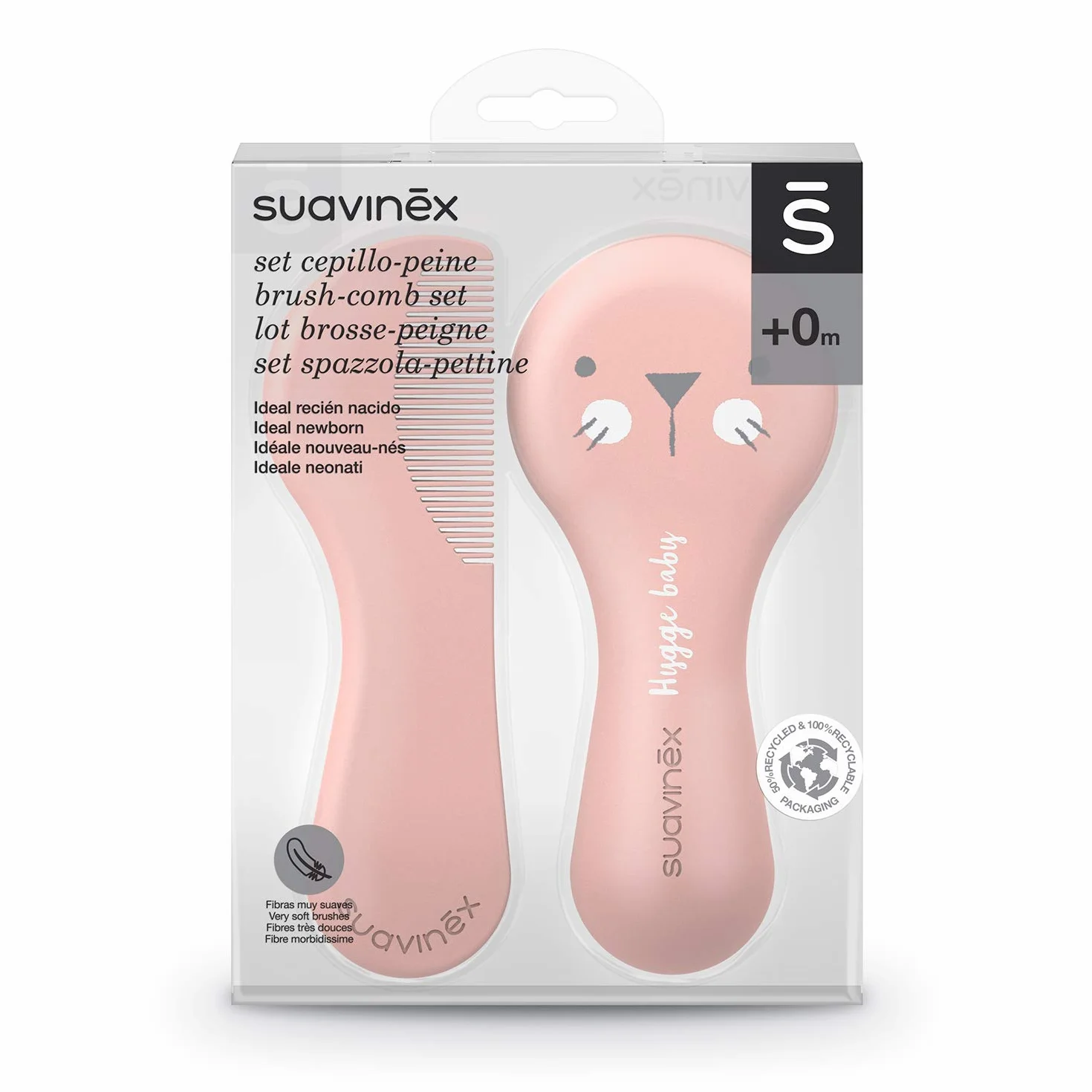 Suavinex Set Spazzola e Pettine per neonati e bambini - Idea Regalo - Rosa