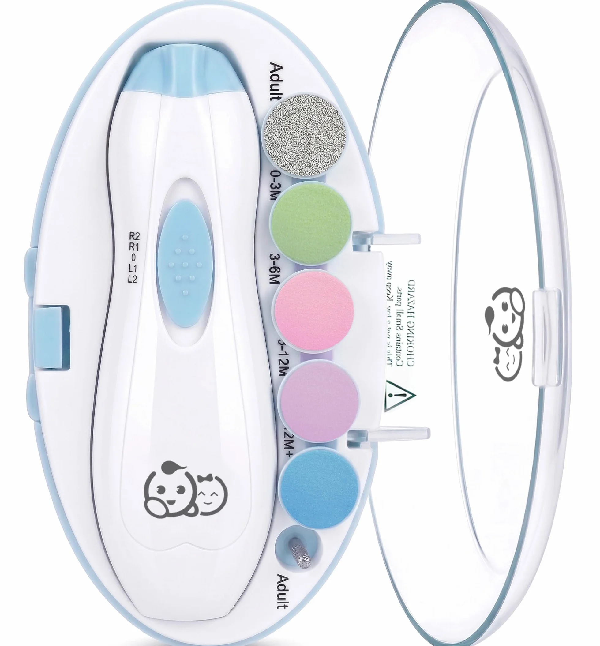 Tagliaunghie per bambini 6 in 1, lima elettrica per unghie Royal Angels, kit per manicure e pedicure per bambini e adulti(azzurro)