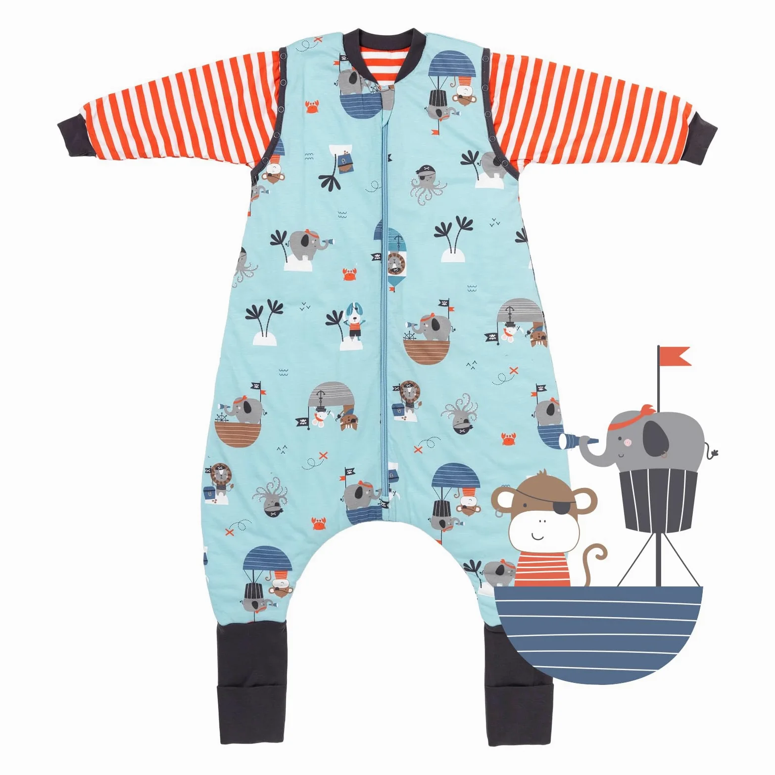 Sacco nanna con aperture per i piedi, per tutto l’anno, 2,5 Tog, unisex con elefanti, disponibile in 5 taglie diverse