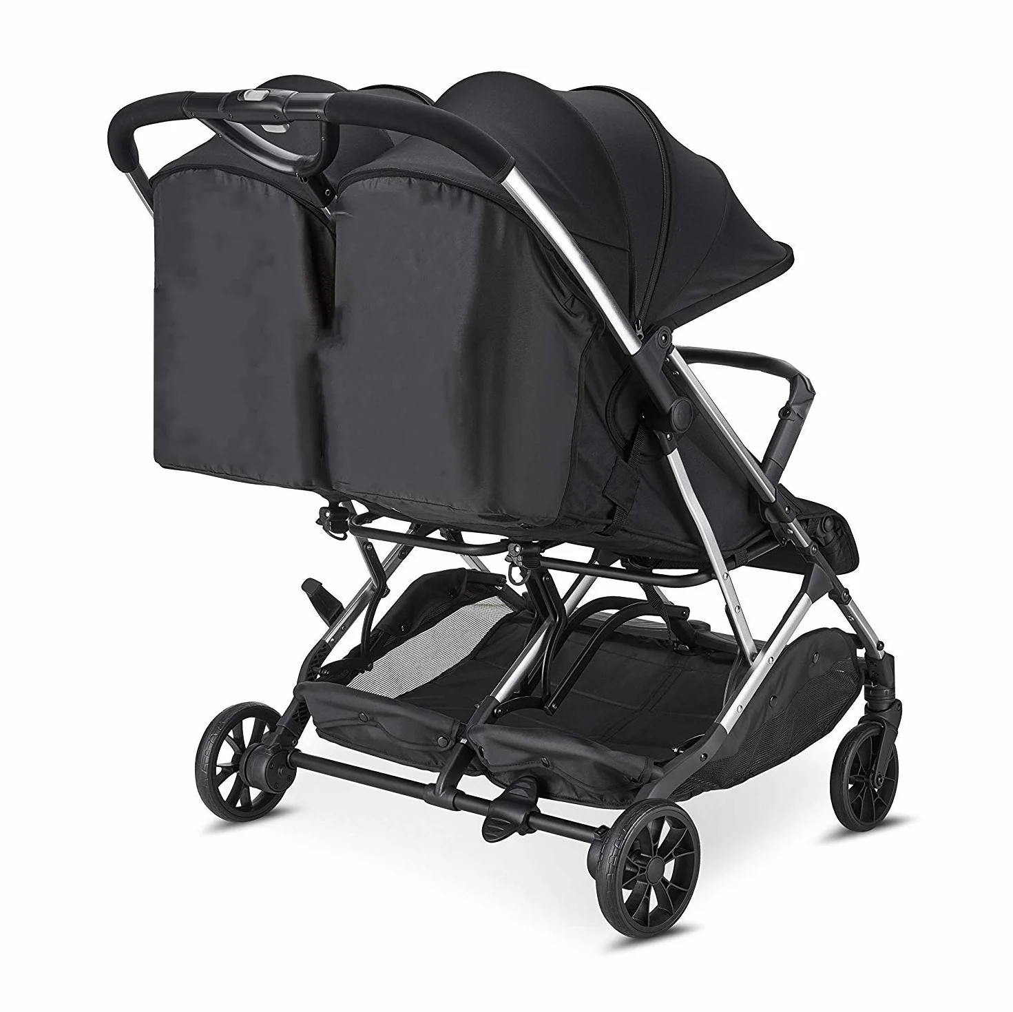 Babify Twin Air Passeggino gemellare, leggero e compatto, omologato fino a 22 kg, passeggino doppio Soft Grey