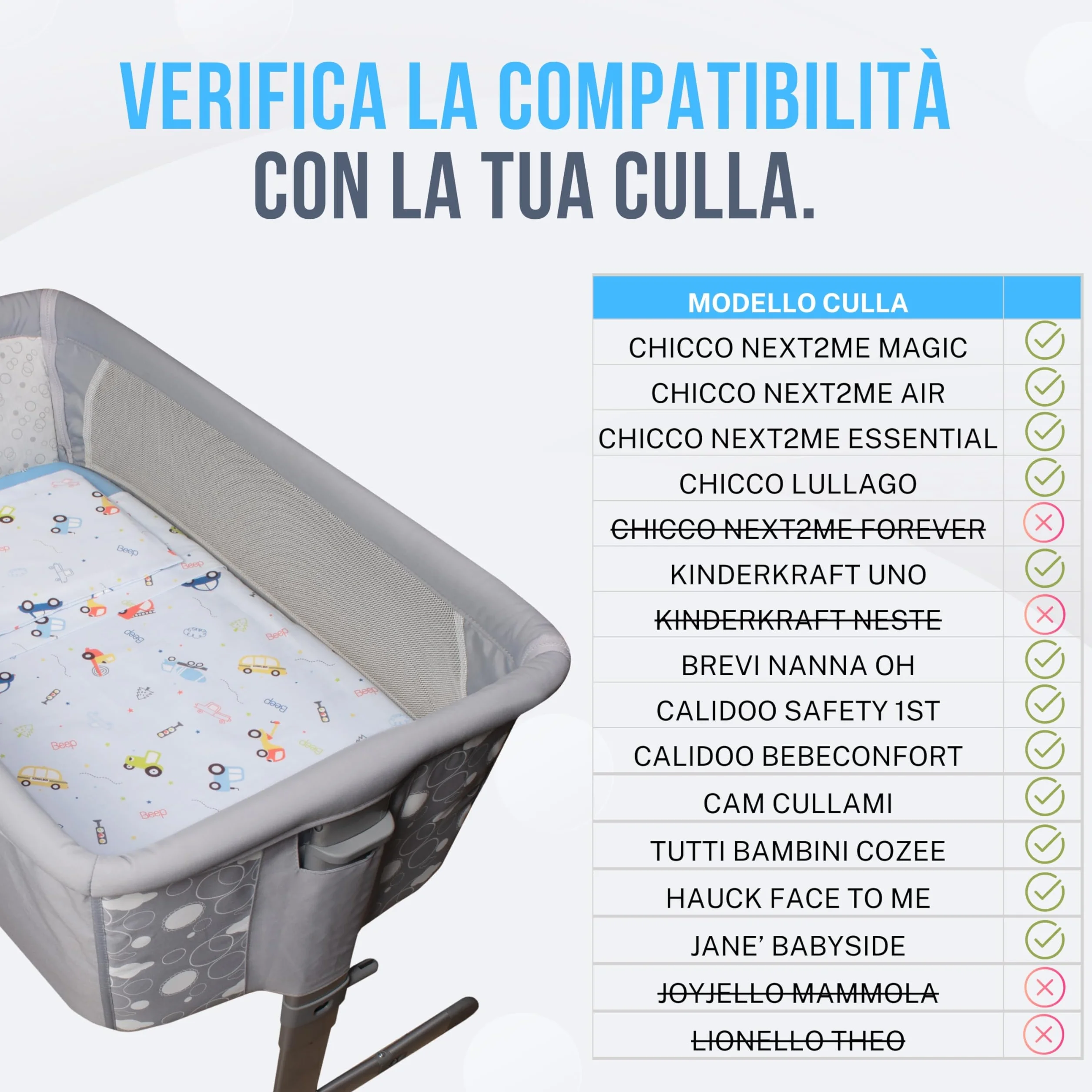 Goysila Set Lenzuola Next To Me Compatibile Chicco Next2Me Culle Materasso 83x50 100% Cotone Certificato Oeko-Tex 2 Lenzuolini con Angoli 1 Lenzuolo Sopra 1 Federa Lavabile Lavatrice Neonato