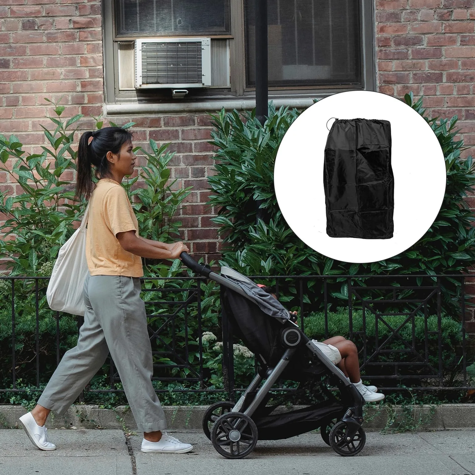 Sacca Porta Passeggino da Viaggio per Aereo in Nylon Nero | Doppie Tracolle, Chiusura a Coulisse Bloccabile, Cuciture Rinforzate per Maggiore Protezione e Trasporto Comodo