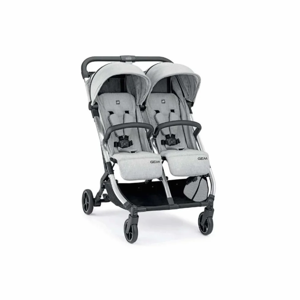 ART851-210 Cam Passeggino doppio - Grigio - GEM, passeggino perfetto per gemelli e/o fratelli e sorelle di diverse età, da 0 a 4 anni (22 kg.), Pieghevole compatto, Facile da trasportare, imbracatura.