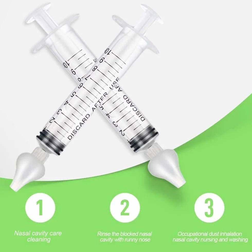 2 Pcs Irrigatore Nasale, Aspiratore Nasale per Bambini, 10 ml Aspiratori Nasali Riutilizzabile, Portatile Irrigatori Nasali, Pulitore Nasale Sicuro