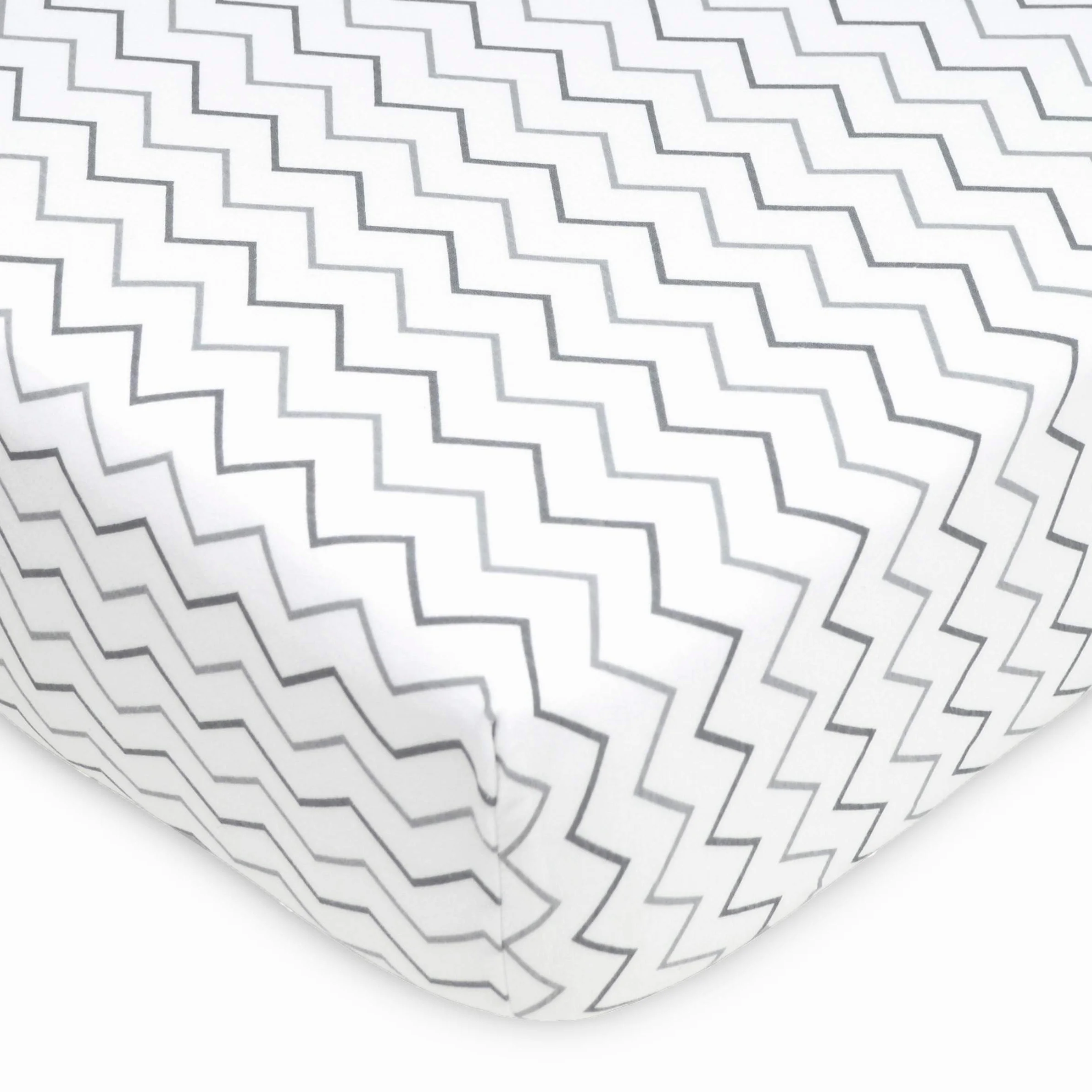 American Baby Company Confezione da 2 lenzuola con angoli per culla in 100% cotone naturale, 132 x 71 cm, morbide, traspiranti, ipoallergeniche e delicate, grigie a zigzag, neutre, per ragazzi e