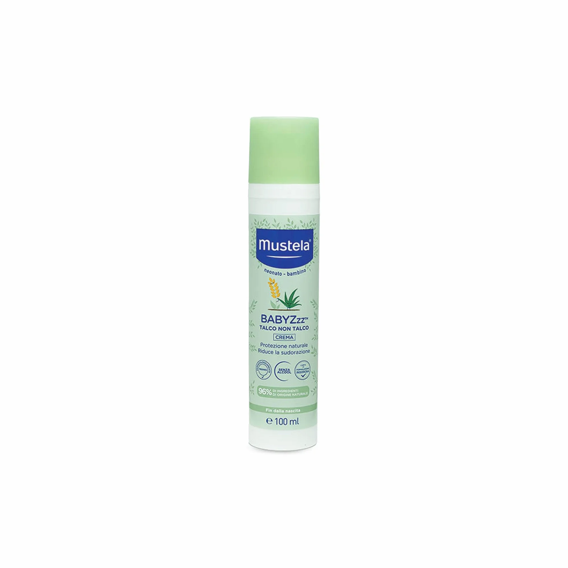 Mustela BABYZzz Talco Non Talco Crema, Corpo, Neonati, Bambini, Tutta la Famiglia - Protezione Naturale dalle Zanzare, Regola la Sudorazione e gli Odori Corporei, Sicuro Fin dalla Nascita (100ml)