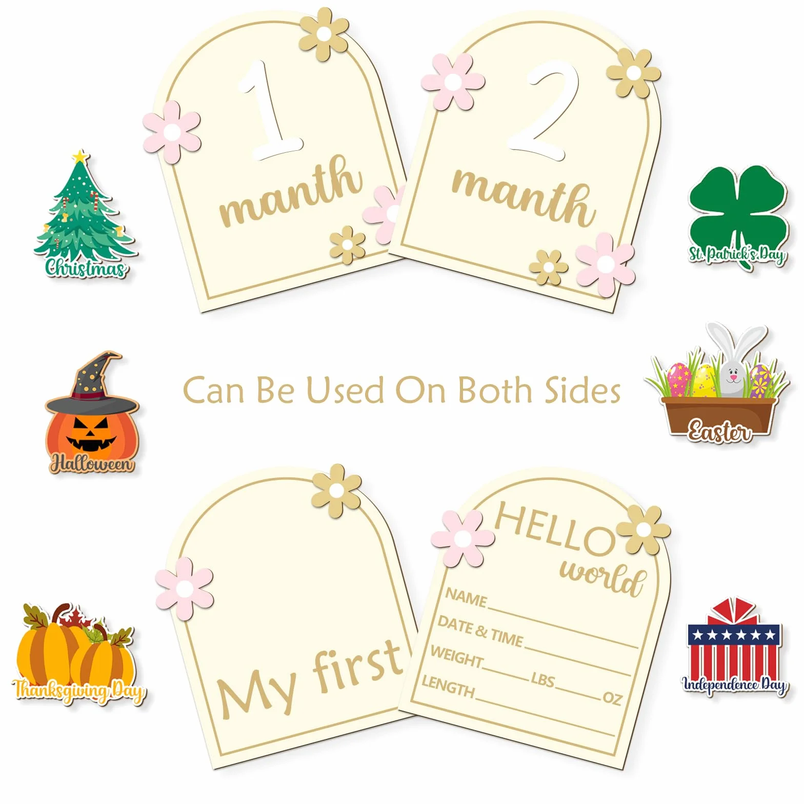 Decorazioni per carte dei mesi del traguardo del bambino, carte mensili in legno per il traguardo del bambino Vacanza Annuncio del bambino traguardo del neonato Cartelli dei mesi del bambinos