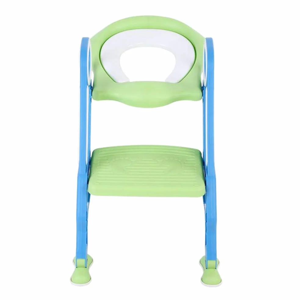 Sedile Portatile per Vasino per Bambini con Scaletta, con Gradino Regolabile in Altezza e Doppi Braccioli per la Sicurezza del WC (Turchese)