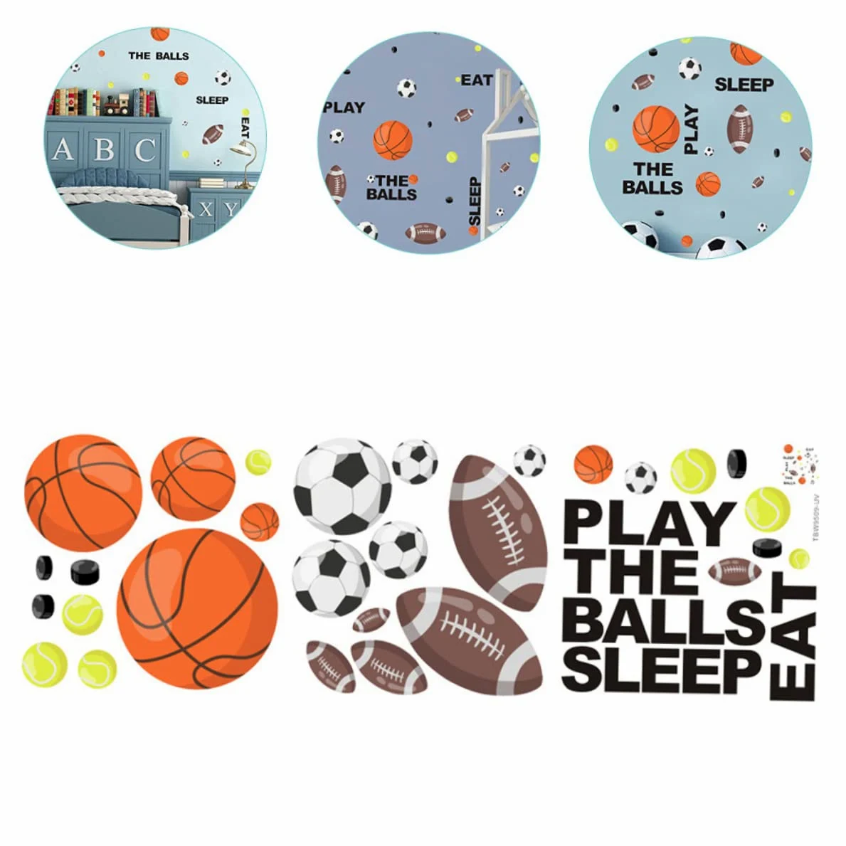 Toyvian 4pezzi Adesivi Murali Decorativi Per Ragazzo Ragazza Stickers Rimovibili Con Motivi Sportivi Di Calcio e Basket Per Camerette e Stanze Dei Giochi