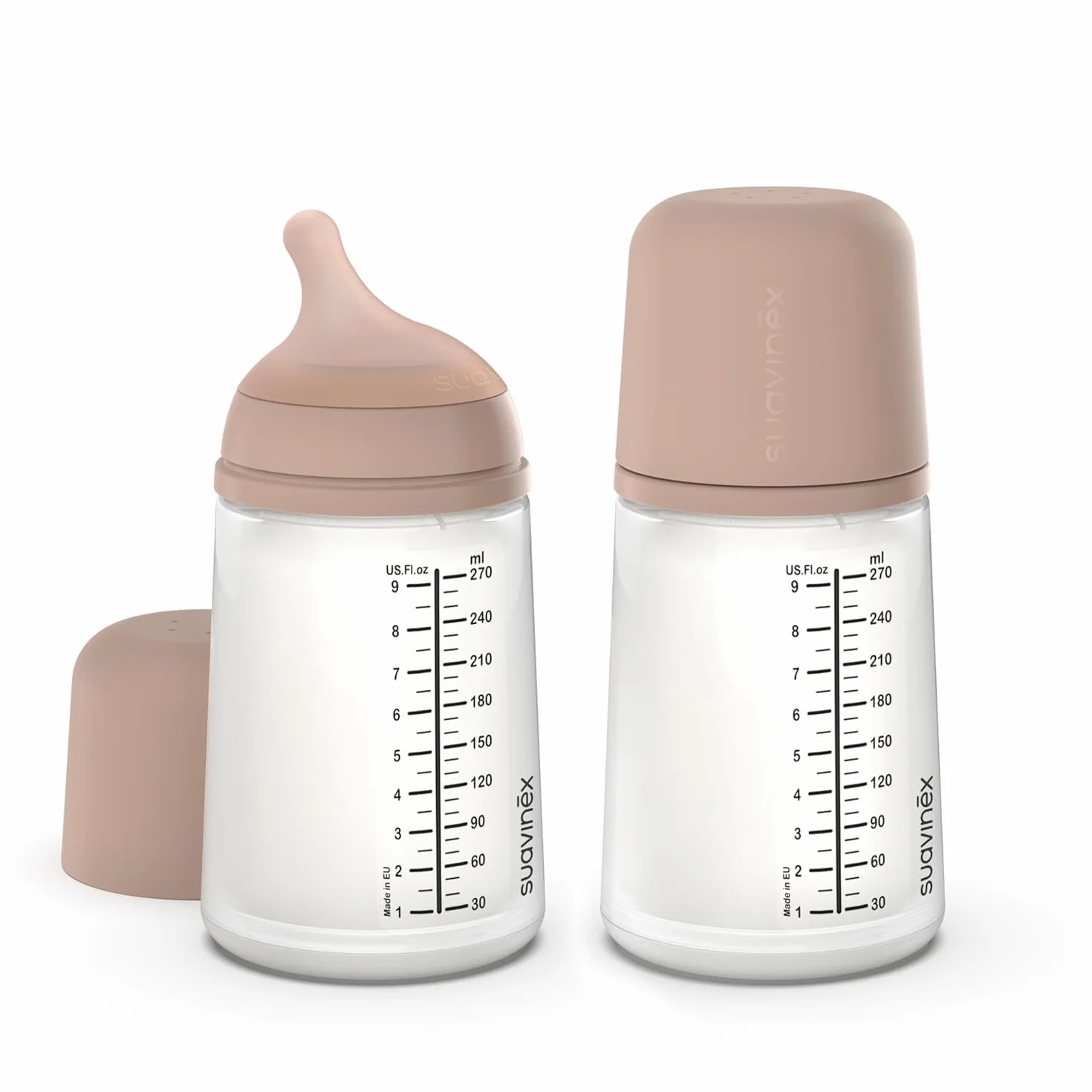Suavinex, Confezione 2 Biberon Anticolica Zero Zero 270 ml e Tettarella Flusso Medio (M) in Silicone, +3 Mesi, Latte Materno, in Formula e Liquidi a Media Densità, Compatibile con Allattamento, Medium