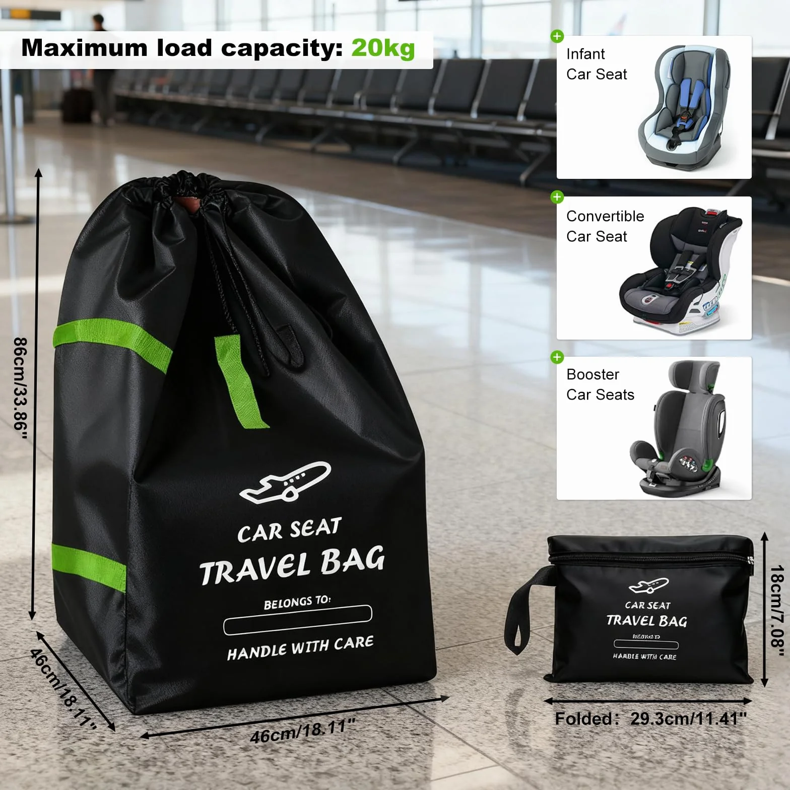 LPZMPZ Borsa per seggiolino auto Borsa per seggiolino per aereo Borsa da viaggio per seggiolino auto Gate Check Borsa per seggiolino auto Borsa per seggiolino per auto Borsa da viaggio per aereo Borsa