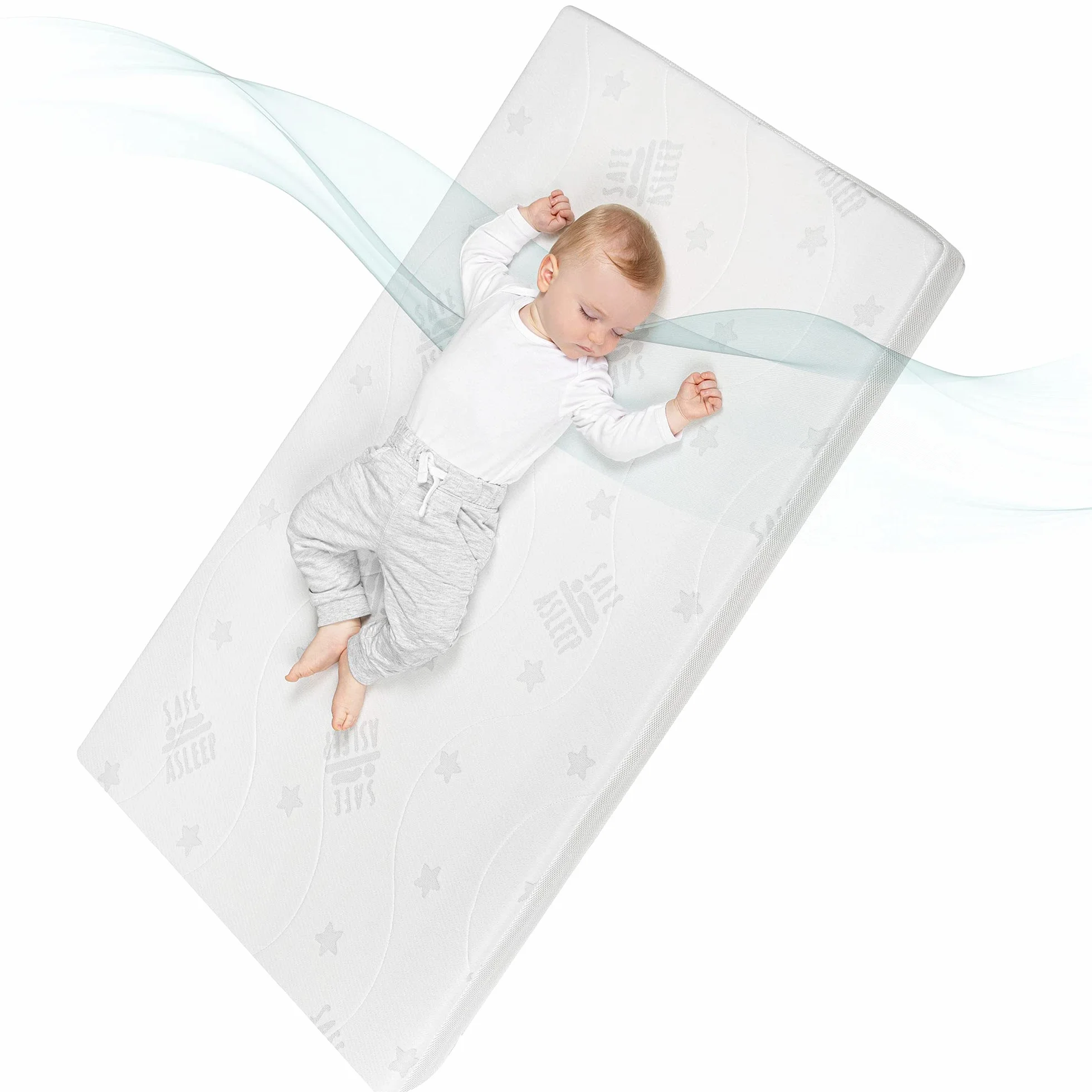 roba Materasso per Lettino safe asleep - Serie Air Balance Plus - 60 x 120 x 9 cm - con Zip - Sfoderabile e Lavabile - Trapuntato e Traspirante - Bianco