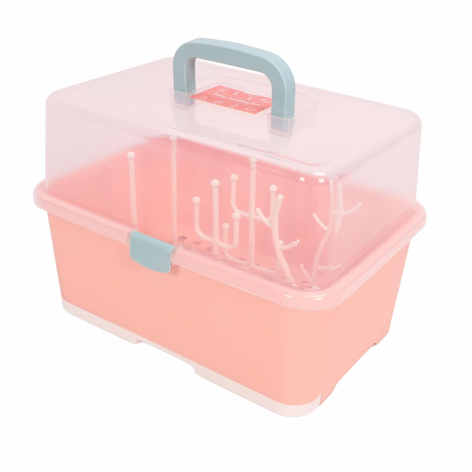 Organizer per Scatola di Immagazzinaggio per Stendino per Biberon con Coperchio Antipolvere per la Casa del Bambino (Rosa implicita)