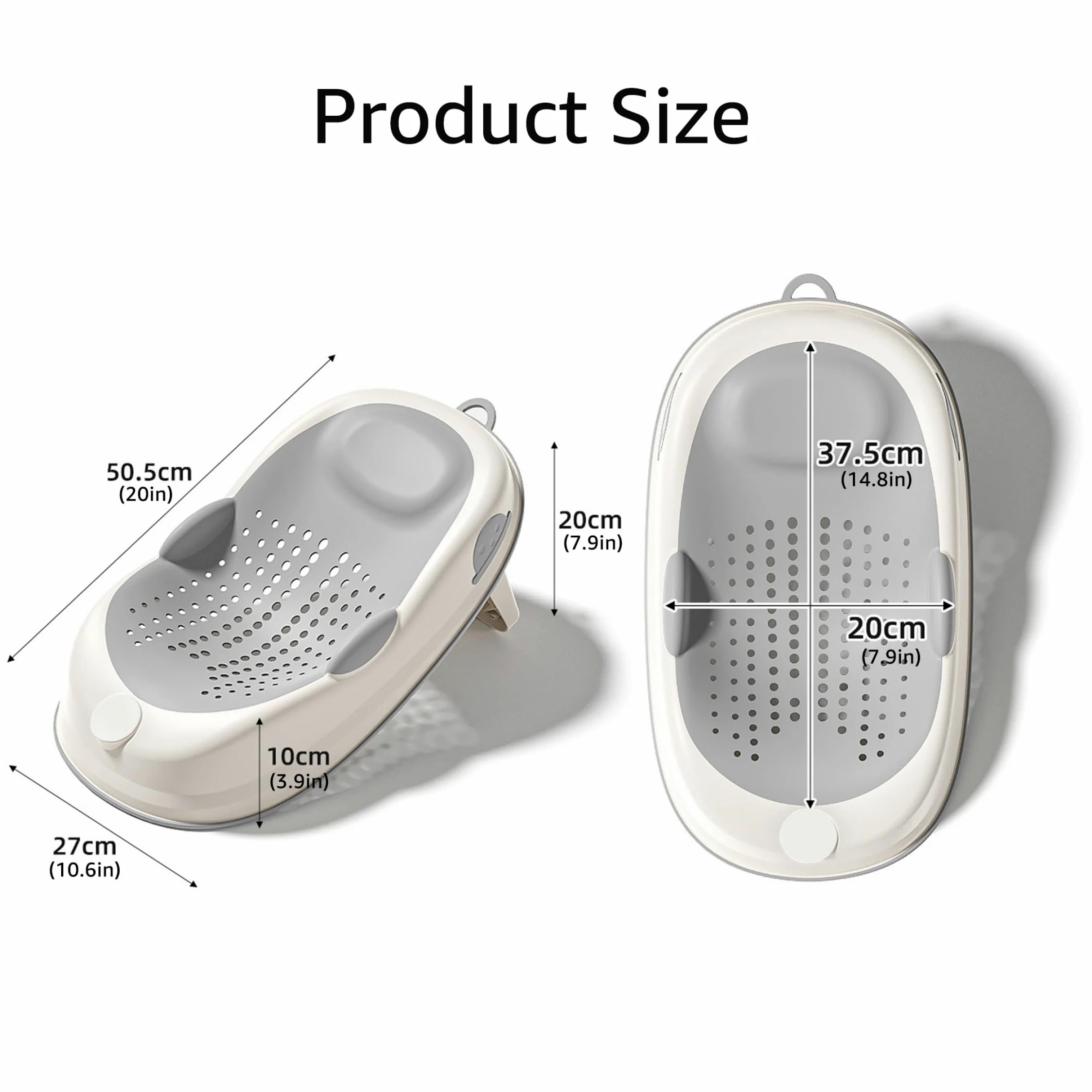 Supporto per bagnetto, seggiolino per vasca da bagno antiscivolo con supporto morbido per la colonna vertebrale e piedini pieghevoli, grigio