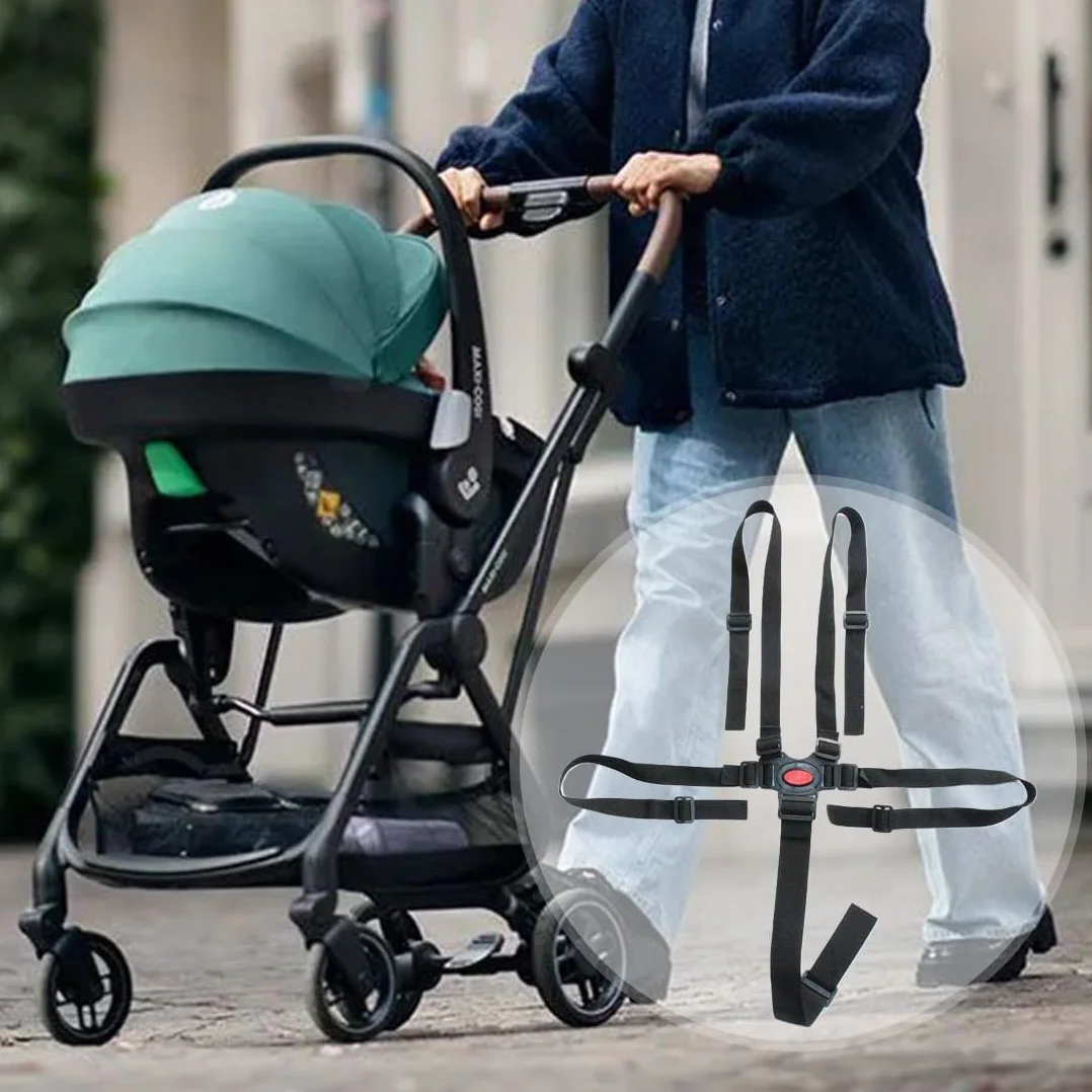 ZKGYUS Cinture Universali per Seggiolone Cinghie per Seggiolone a 5 Punti, Regolabile Cintura di Sicurezza per Bambini per Seggiolino Cinghie Passeggini per Bambini, Nero