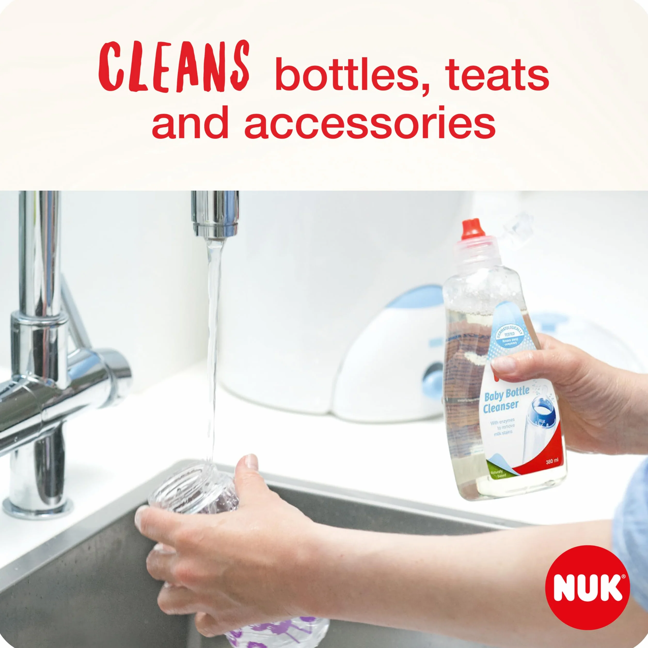 NUK baby detergente per biberon | 500 ml | Ideale per la pulizia di biberon, tettarelle e accessori | Senza fragranza | pH neutro | 3 flaconi