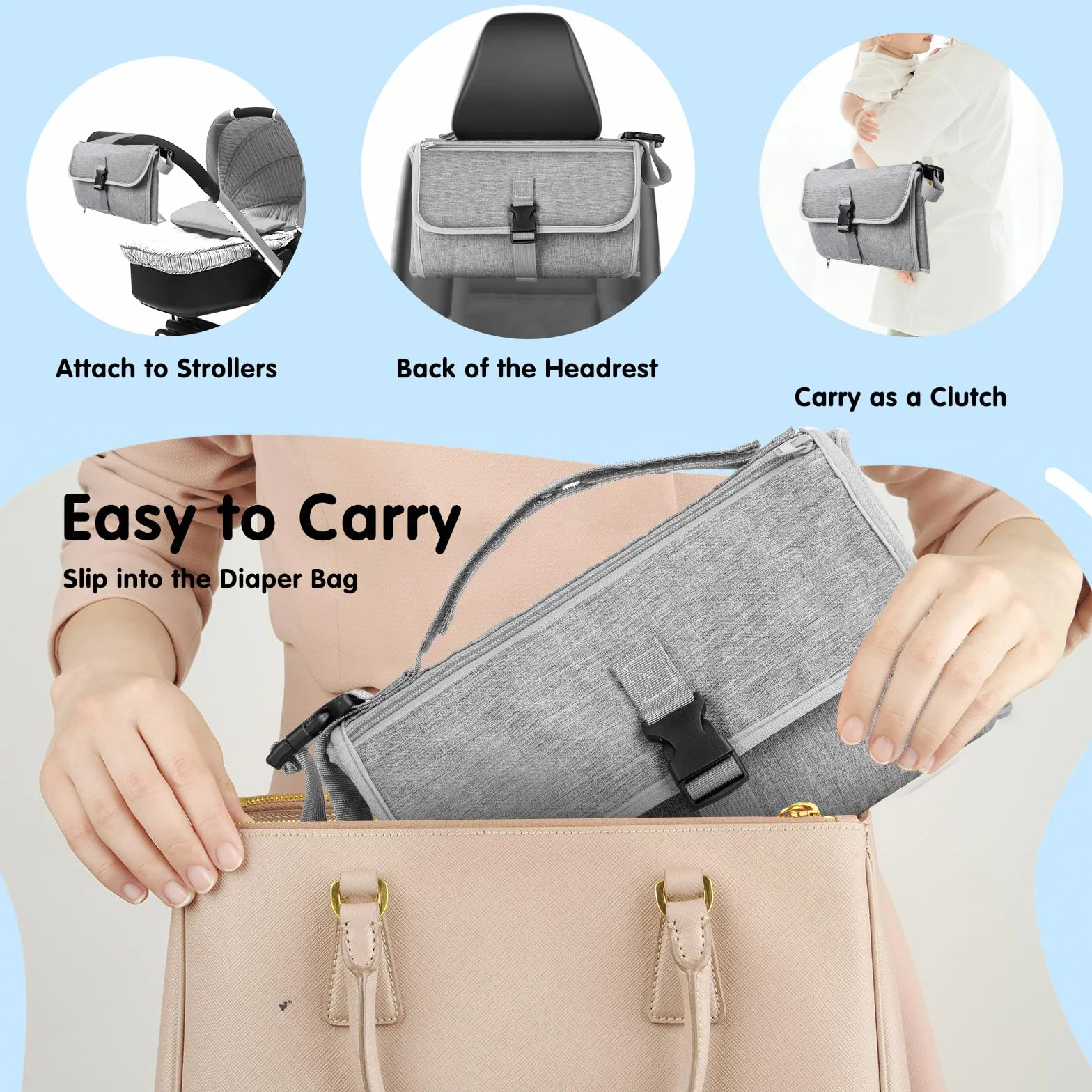 Romon Fasciatoio Portatile Neonato, Fasciatoio Portatile Pieghevole e impermeabile, Impermeabile di Alta Qualità, Ideale per Viaggi e Uso Quotidiano, Regalo Perfetto per Mamme e Neonati, 0-3M
