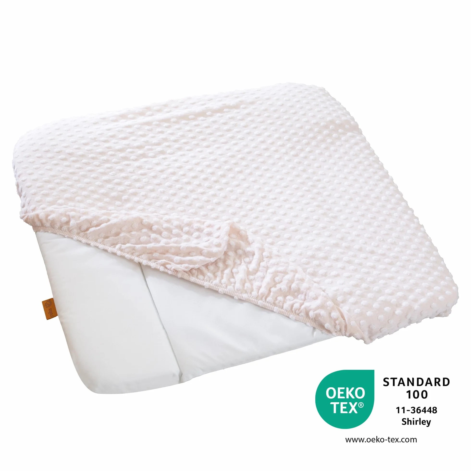 roba Coprimaterassino Fasciatoio Frosty Almond - 75 x 85 cm - Elastico - Traspirante - Morbido - Cotone BIO - Certificato GOTS e Oeko-Tex - Beige