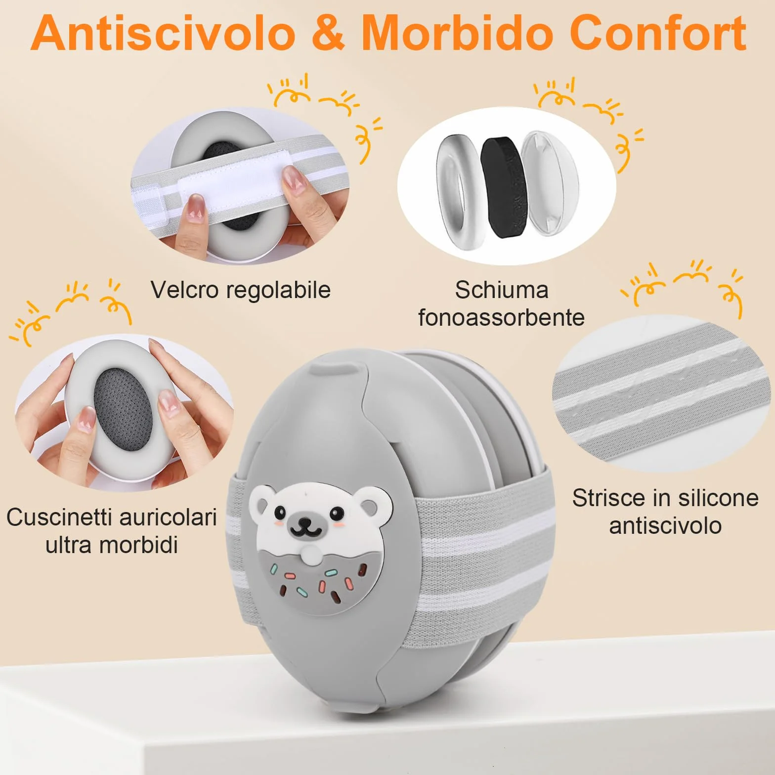2 in 1 Cuffie Neonato Antirumore 25dB Protettori Acustici per Neonati Cuffie Antirumore Neonato,Archetto Regolabile,Protezione Acustica Ideale per Neonati Fino a 48 Mesi