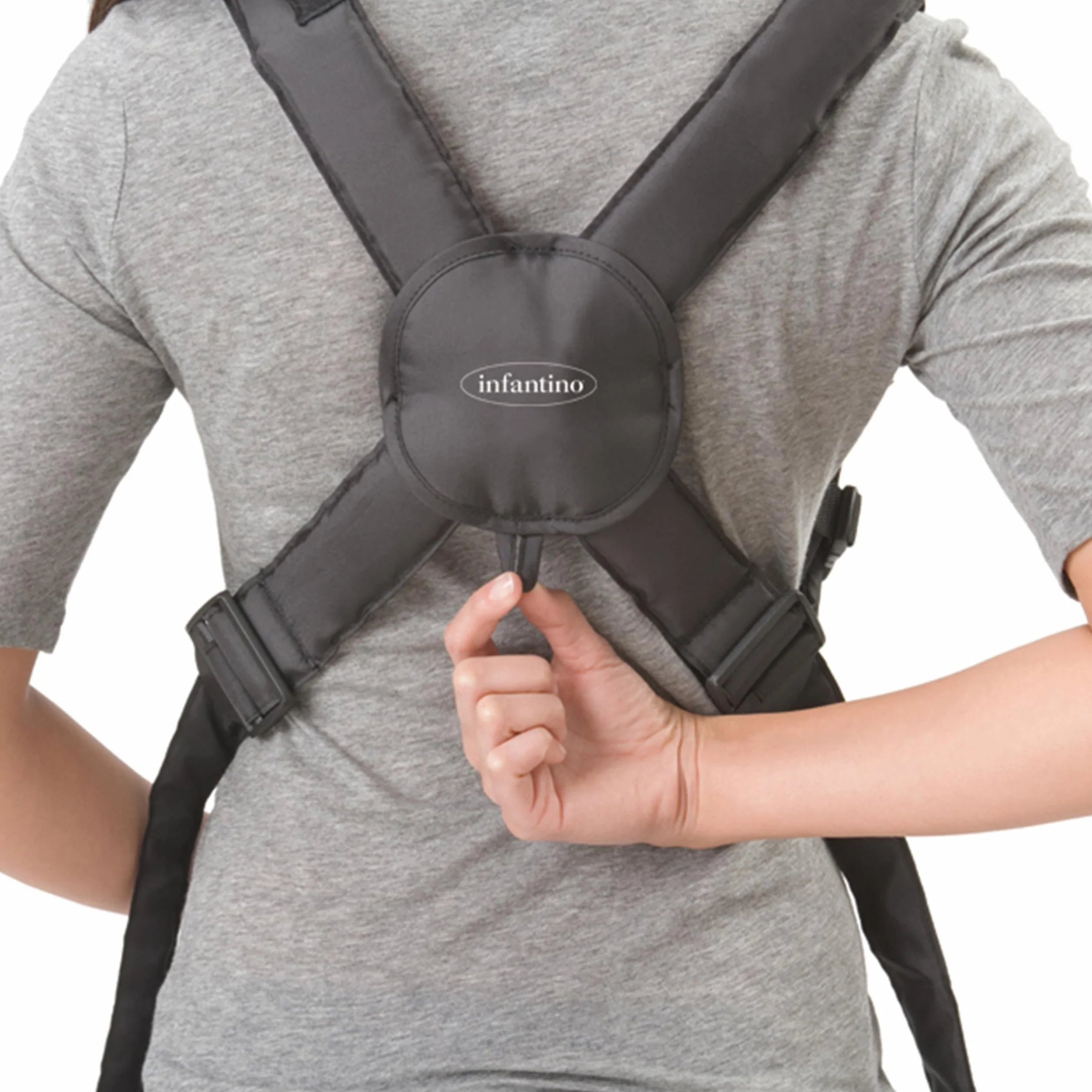 Infantino Swift Classic Marsupio - leggero e compatto, con bavaglino Clever Wonder Cover 2 in 1 e tasca esterna, per neonati e bambini da 8 a 25 libbre (3,6-11,3 kg).
