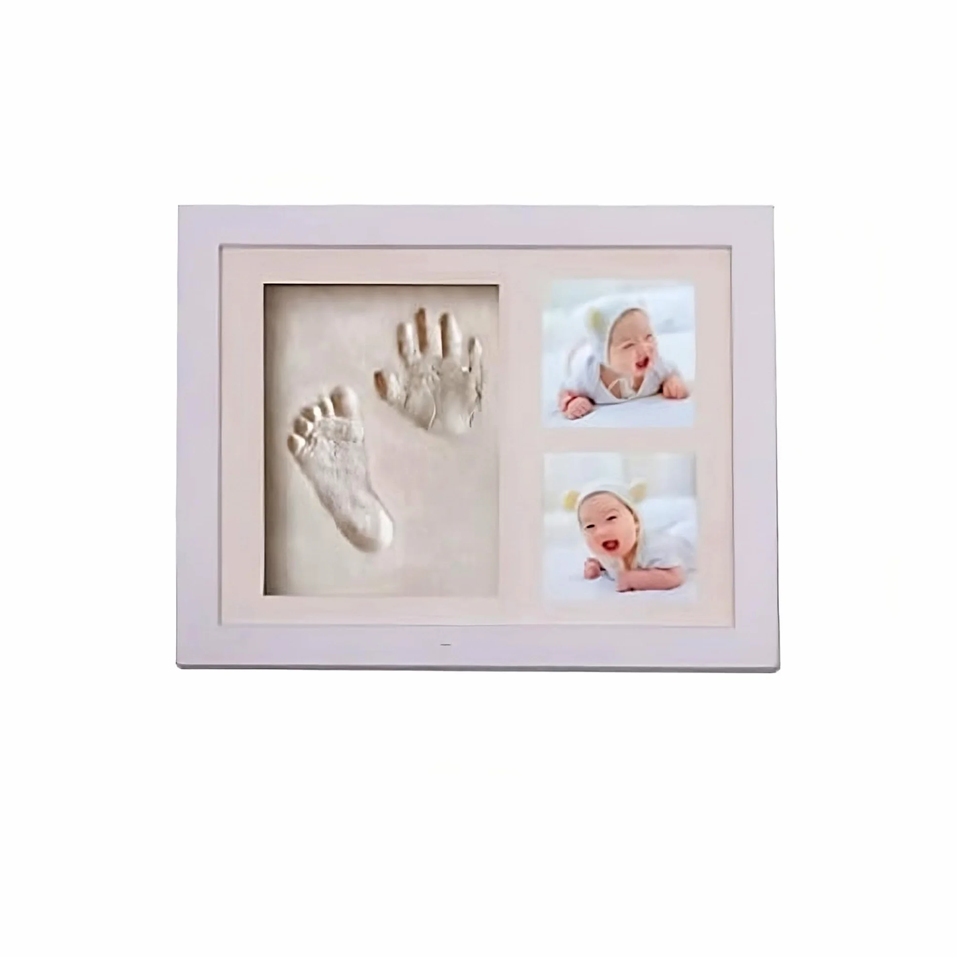 Cornice Impronte Neonato – Kit Impronta Mani e Piedi in Legno, Personalizzabile, Idea Regalo e Bomboniera Battesimo – Ricordo Unico per Neonati (Bianca, 30.6 x 24.8 x 2 cm)