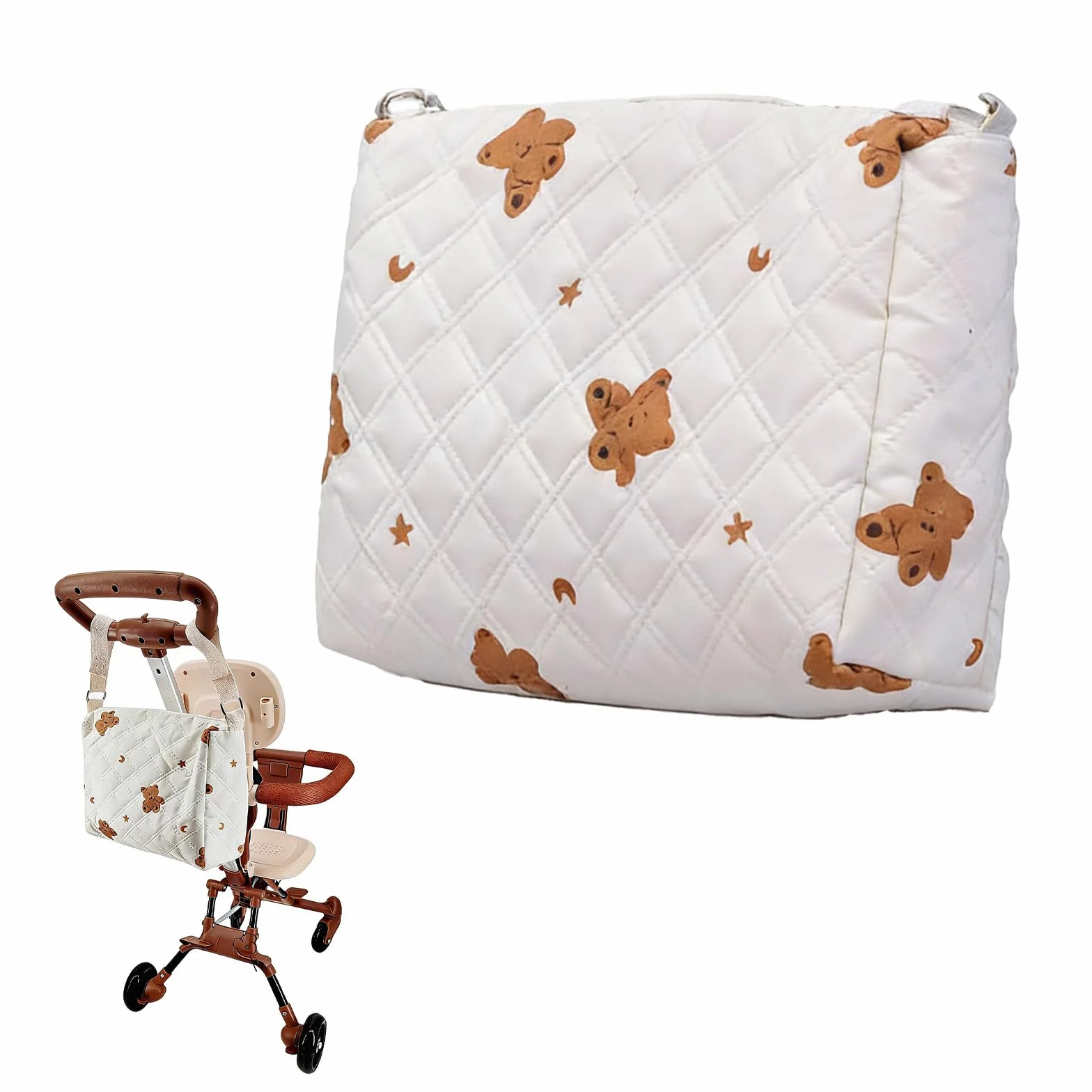 Borsa Mamma Elegante con Ricamo Carino, Borsa Universale per Passeggino, Leggera ma Spaziosa, Design Funzionale per Mamme Moderne, Perfetta per Fare Shopping, Gite e Mezzi Pubblici
