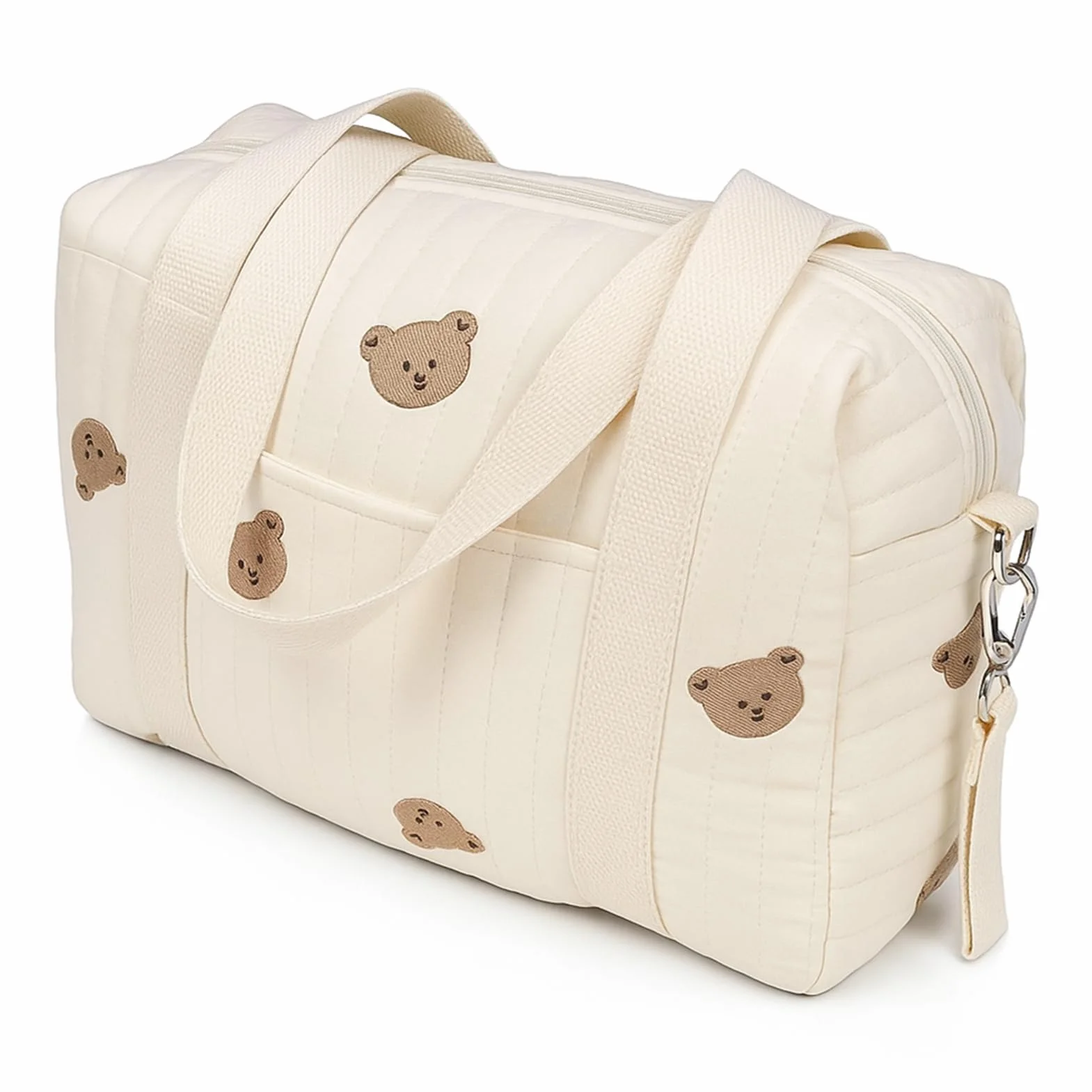 Borsa portaoggetti per passeggino universale con cerniera ricamata – Organizer per carrozzina, sacca accessori neonato, borsa multifunzione per passeggino, Bear Bag