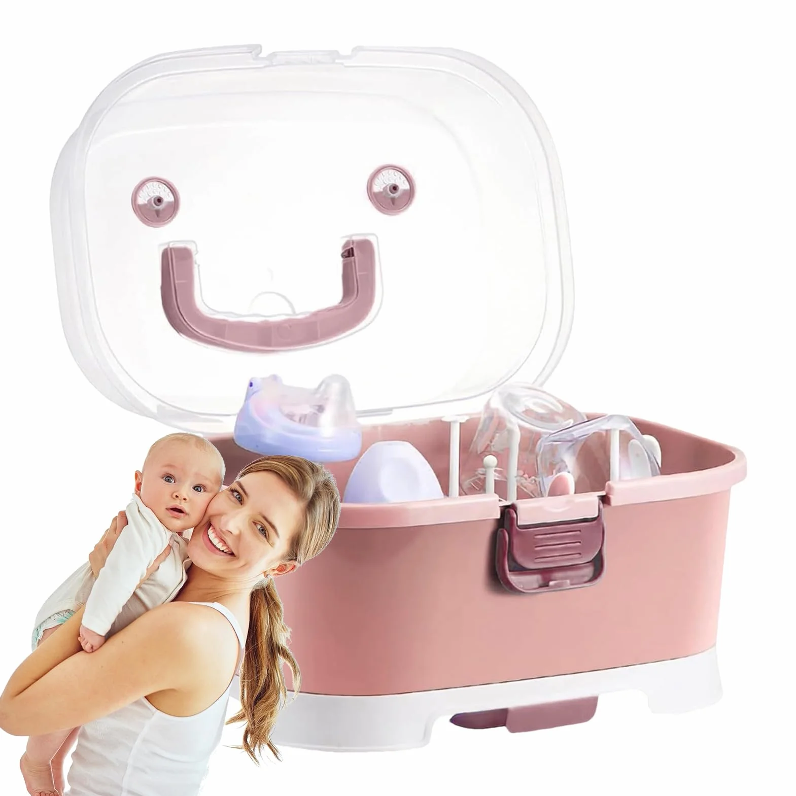 Generico Porta Biberon Asciugabiberon - Ampio Portabiberon Portatile Con Coperchio Per Asciugatura | Cestino Contenitore Per Casa E Viaggio Lavello Lavastoviglie