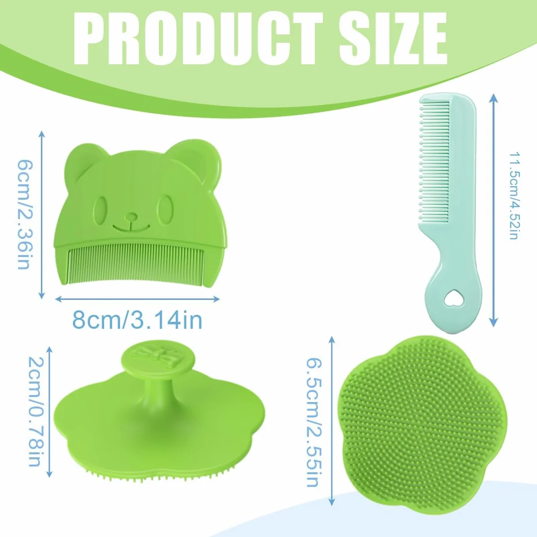 Spazzola da Bagno 3 Pezzi Pettine Neonato - Pettine Crosta Lattea in Silicone per Massaggio Cuoio Capelluto, Spazzola per Bambini (B)