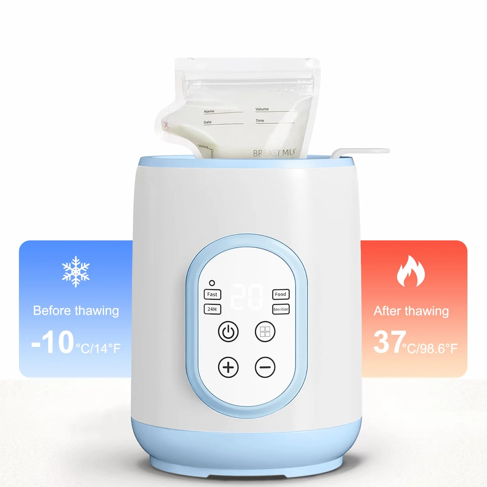 Scaldabiberon, Rapido Scaldalatte Bambini per Latte Materno o Formula, 8 in 1 Sterilizzatore per Biberon, Scongelamento Rapido Intelligente, Mantenimento in Caldo, Sterilizzazione, Facile da Usare