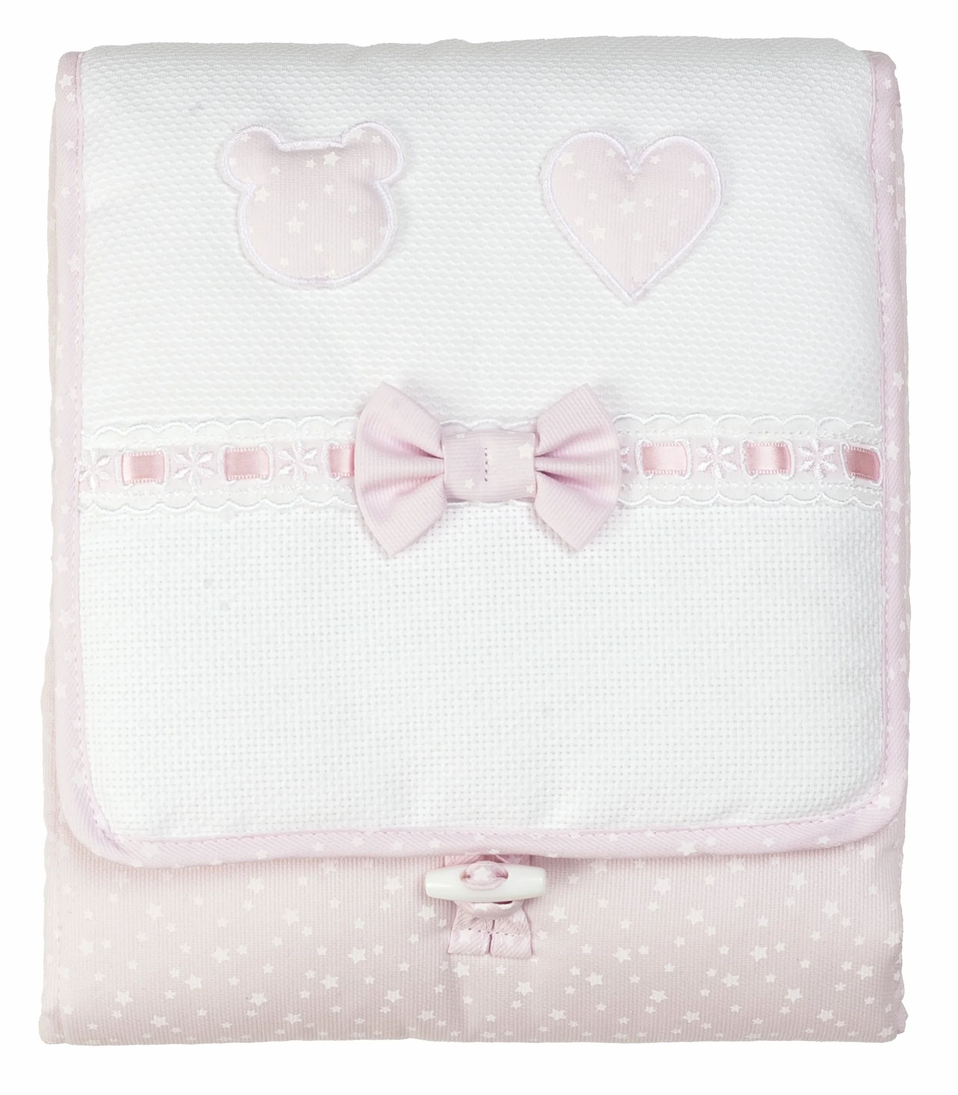 FILET P1519R- Fasciatoio Da Borsa I Morbida E Igenica Spugna I 100% Cotone I Prodotto Realizzato In Italia I Per Neonati/Prima Infanzia - Bianco, Rosa