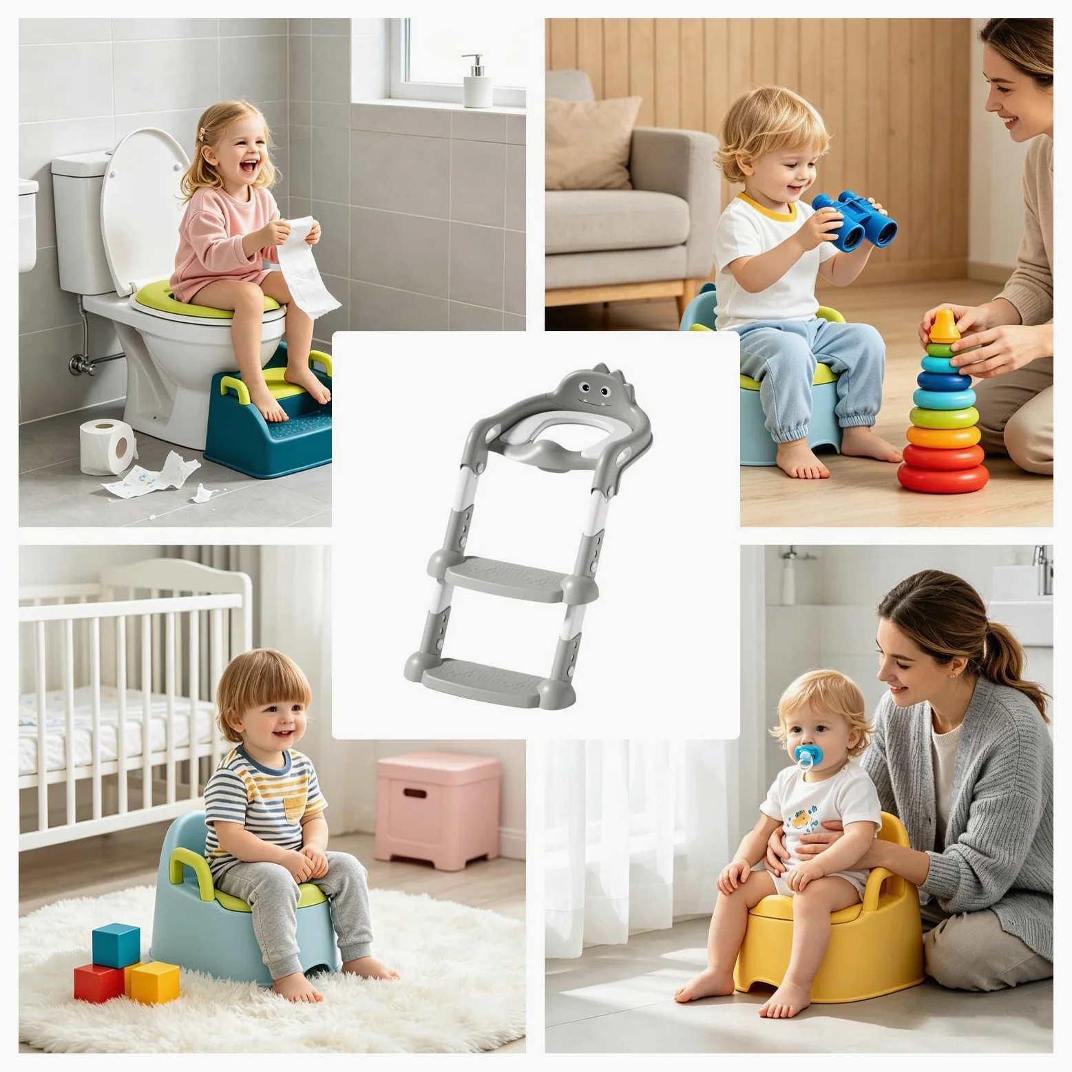 Seggiolino Per Addestramento Al Vasino Sedia con il gradino regolabile in | Scaletta WC Con Sedile Vasino Per Ambiente Domestico Bagno Bagni Pubblici Scuola Materna