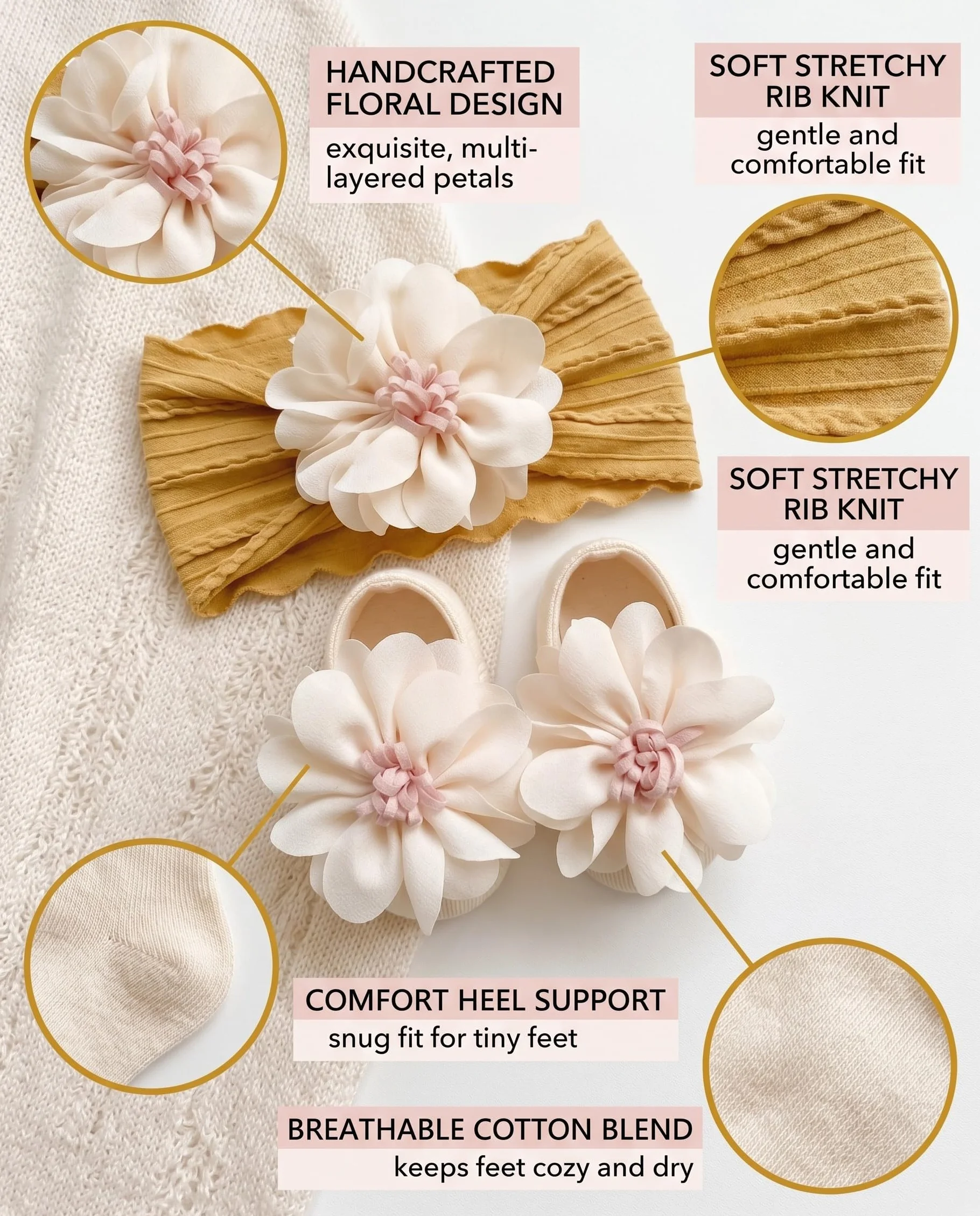 1 set Fasce Bambina Neonata Set di calzini – fascia capelli neonata, Fiocchi Capelli Bambina in Nylon Elasticizzato,Neonato per Capelli, per Bambini Neonati, fascia neonato