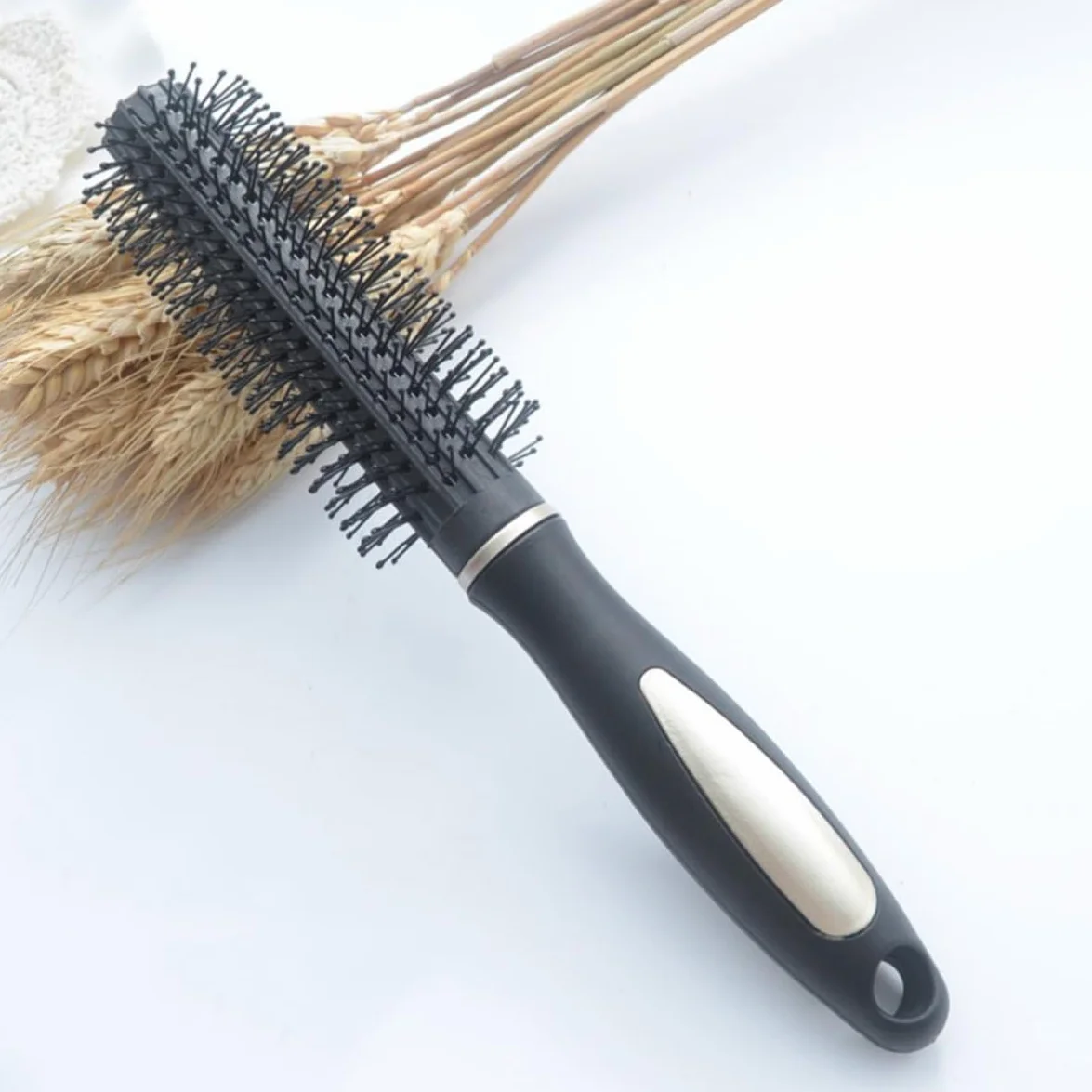 Pettini Massaggianti Antistatici con Manico Ergonomico Set 3 in Plastica Colore Nero per Capelli Ricci, Adatti per Salone e Casa