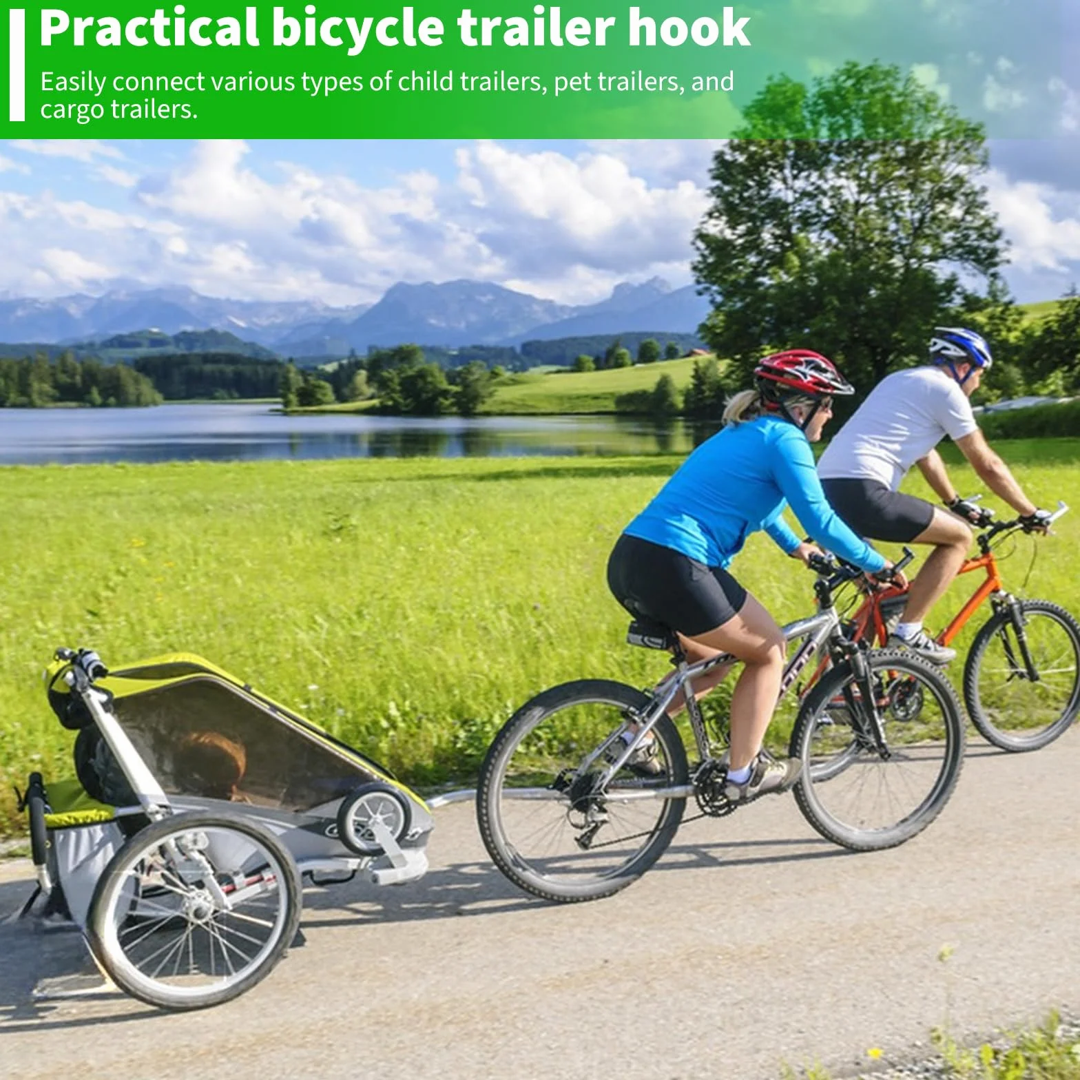 Frizione universale per rimorchio per bicicletta, in lega di alluminio, per tubi rotondi e ovali, connettore sinistro, per bambini, animali domestici e rimorchi