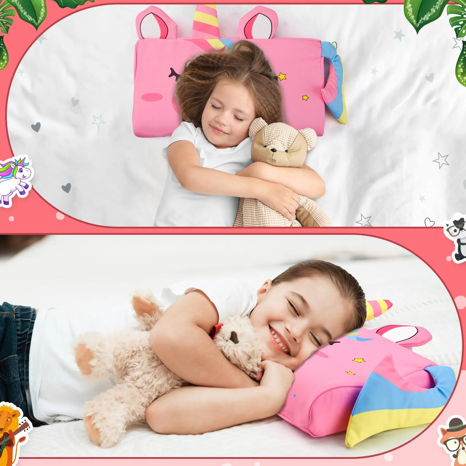 Cuscino Memory Foam Bambini,Cuscino Culla,Cuscino per Bambini con Federa,Ipoallergenico,Anti Acari,Cuscino per Bambini per Sonnellini per Ragazzi e Ragazze (3-10 Anni) (Unicorno)