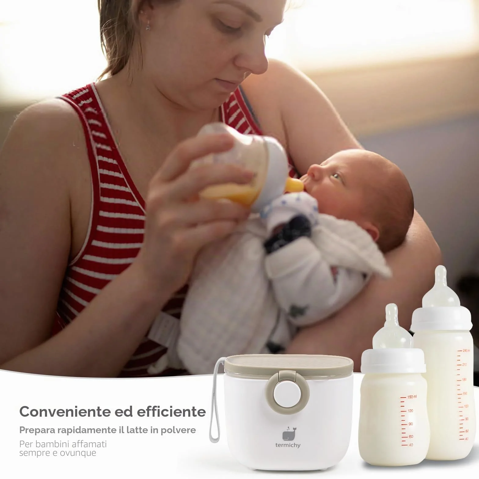Termichy Dispenser per il latte in polvere, 250g Dispenser di Polvere Formula, portatile contenitoredi latte in polvere per neonati(cachi, 1 pezzo)