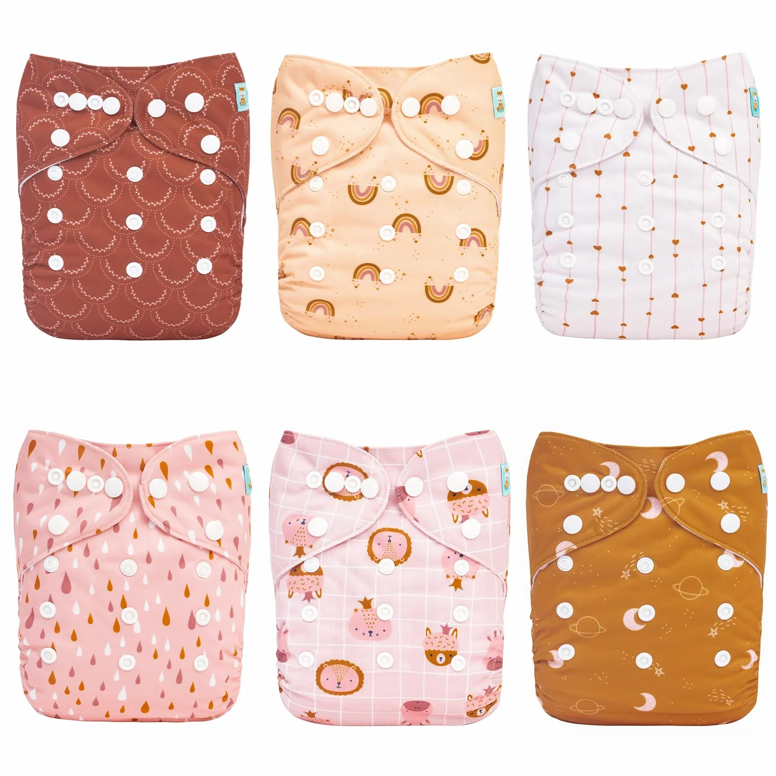 ALVABABY - Pannolini di stoffa per bambini, riutilizzabili, lavabili, 6 pannolini + 12 pannolini di stoffa 6DM104-DE