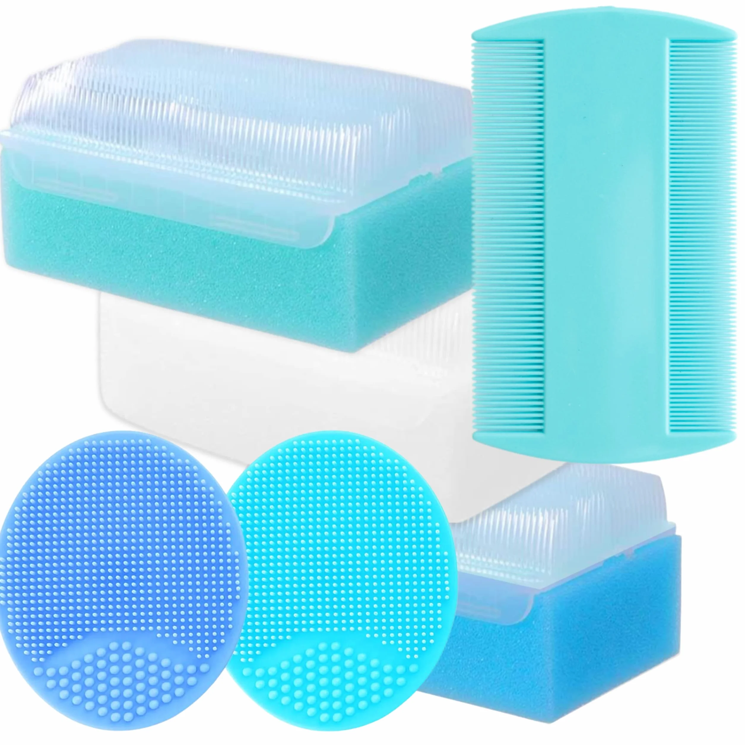 Baby-Badeschwamm | Pettinella Per Rimuovere La Crosta Lattea - 6-Pack | Pettine Crosta Lattea - Spazzola e Pettine Neonato | Spugna Neonato Bagnetto