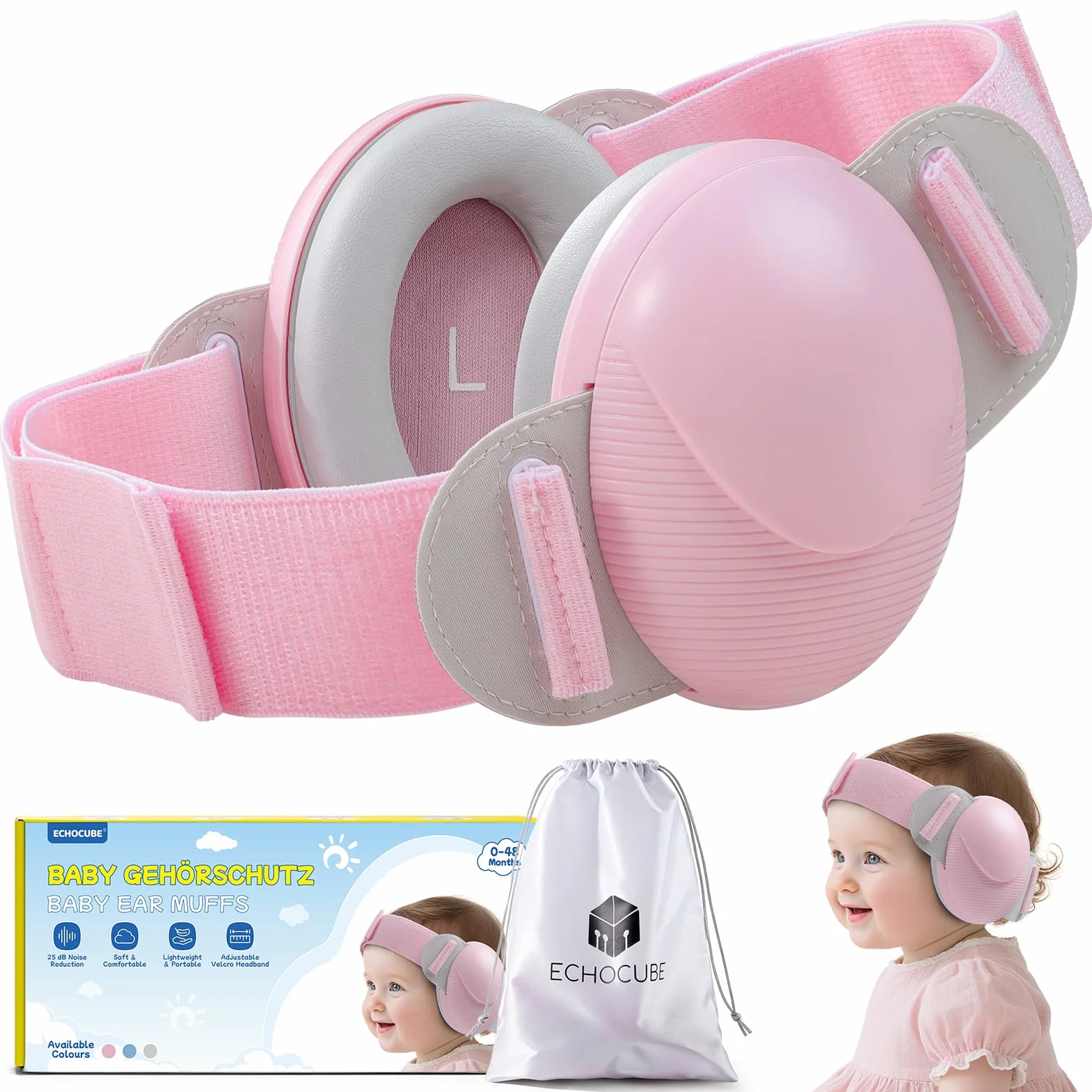 Protezioni auricolari per Neonati, Cuffie per Neonati Antirumore da 25dB per Bambini da 0 a 48 Mesi, Cuffie per Neonato con Cancellazione del Rumore per Aereo e Sonno