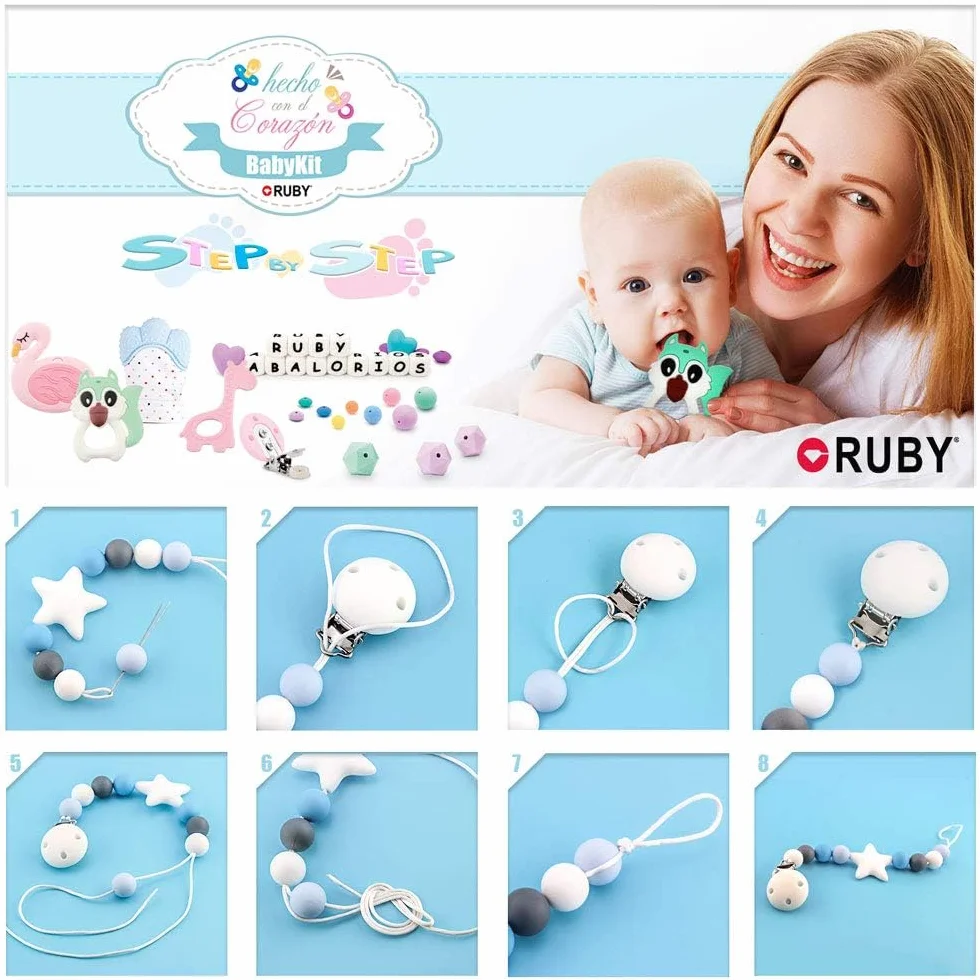RUBY 10 clip per ciuccio, in legno, per bambini, per il fai da te, per il fai da te, per evitare che il ciuccio, per il fai da te