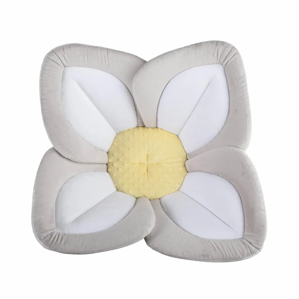 BEALIFE Comodo Cuscino per Bagnetto Liquidity Pamper Little One Panno per Bagnetto Fiore Sedile per Bagnetto Sedile in Rete Tappetino Vasca da Bagno, Lato Grigio, 80 cm